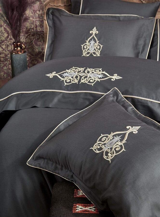 Bedding set ALYA Antrasit 200x220 cm, 6 dalių