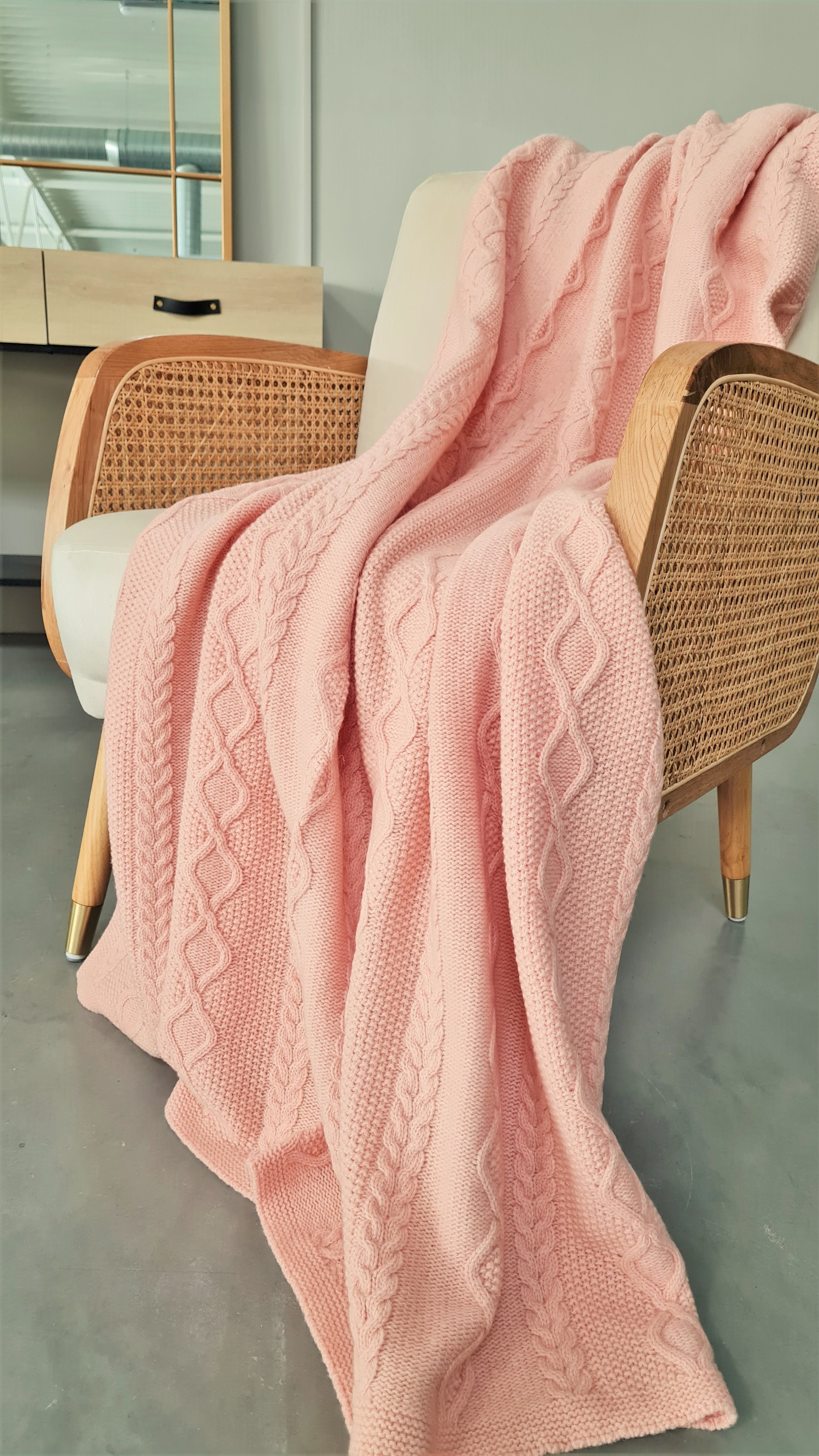 Merino vilnos pledas  ARAN Rose 130x180 cm