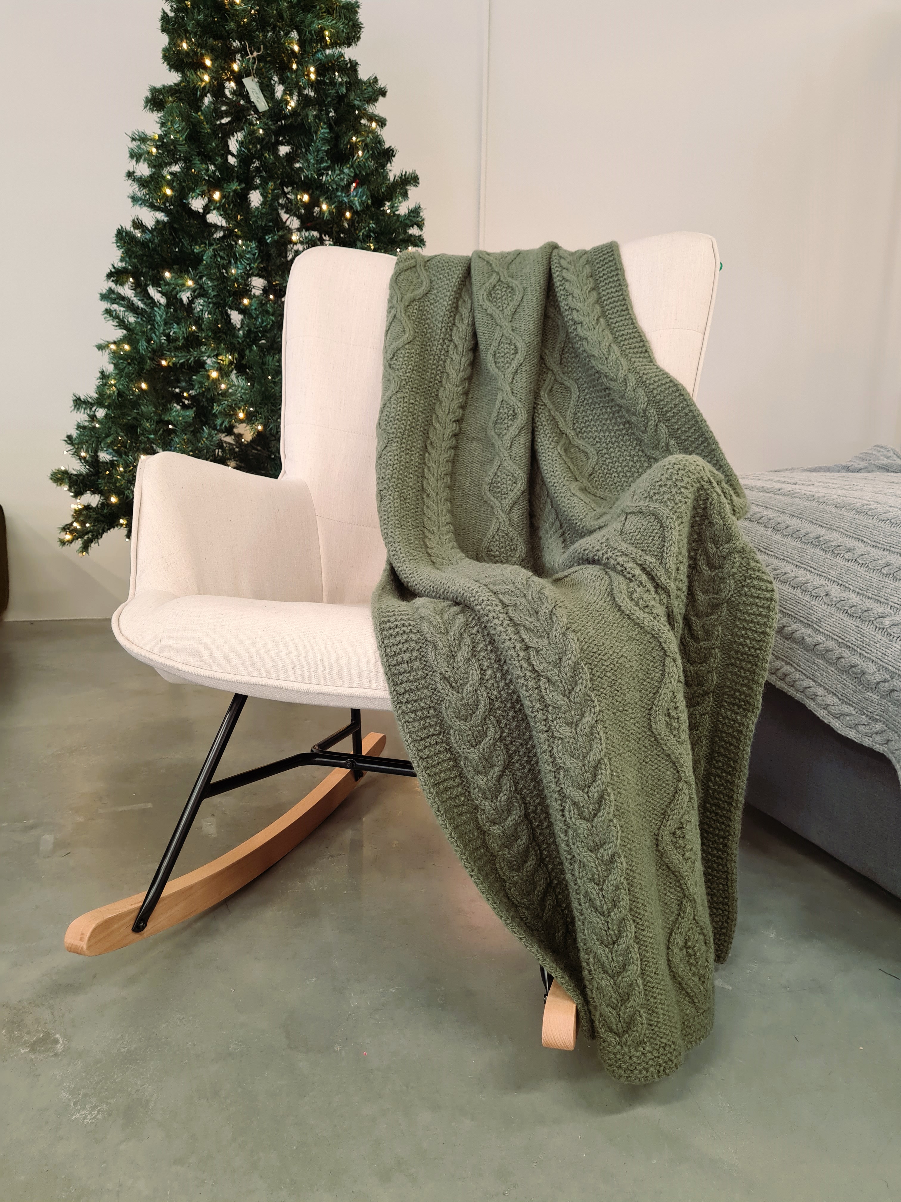 Merino vilnos pledas ARAN Green 110 x180 cm