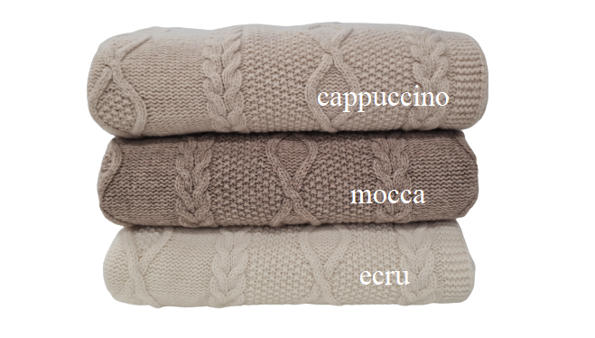 Merino vilnos pledas ARAN Ecru 130x180 cm