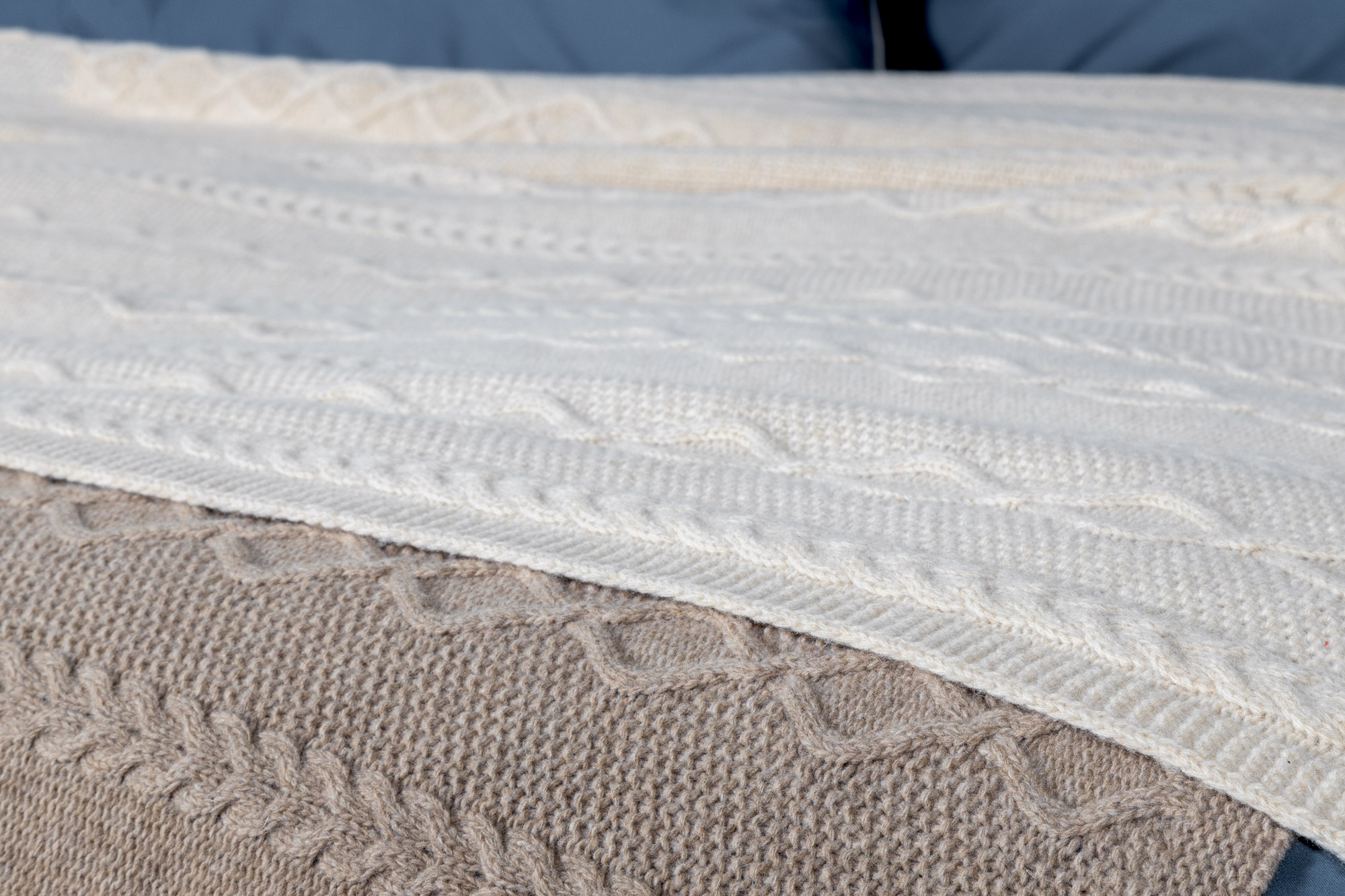 Merino vilnos pledas ARAN Ecru 130x180 cm