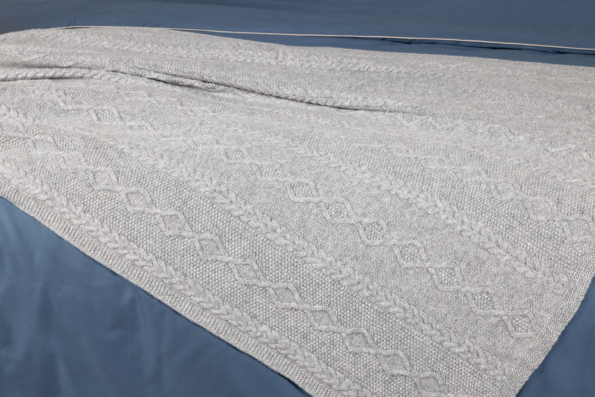 Merino vilnos pledas ARAN Grey 130x180 cm