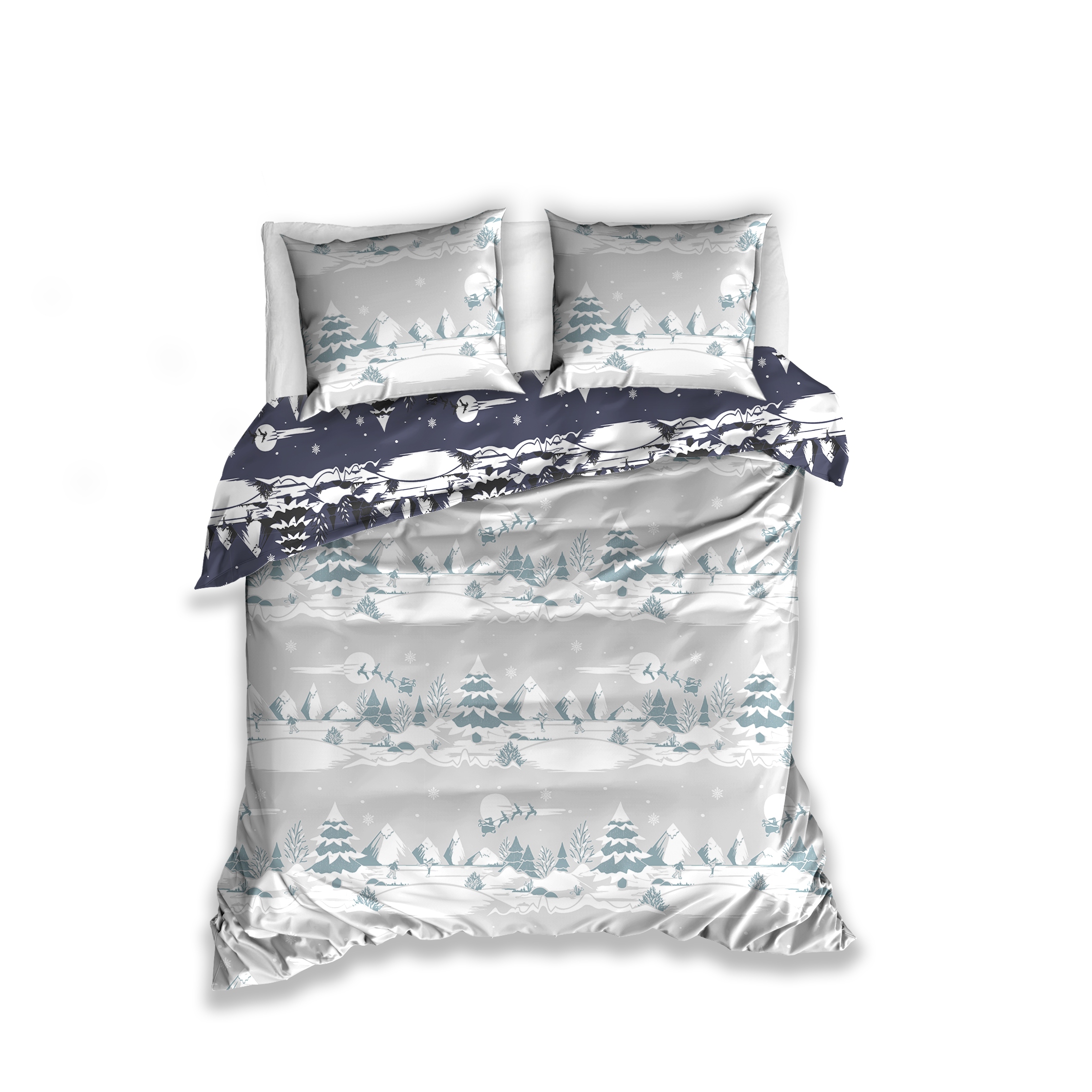 Patalynės komplektas CHRISTMAS FOREST Blue 220x200cm, 3 dalių