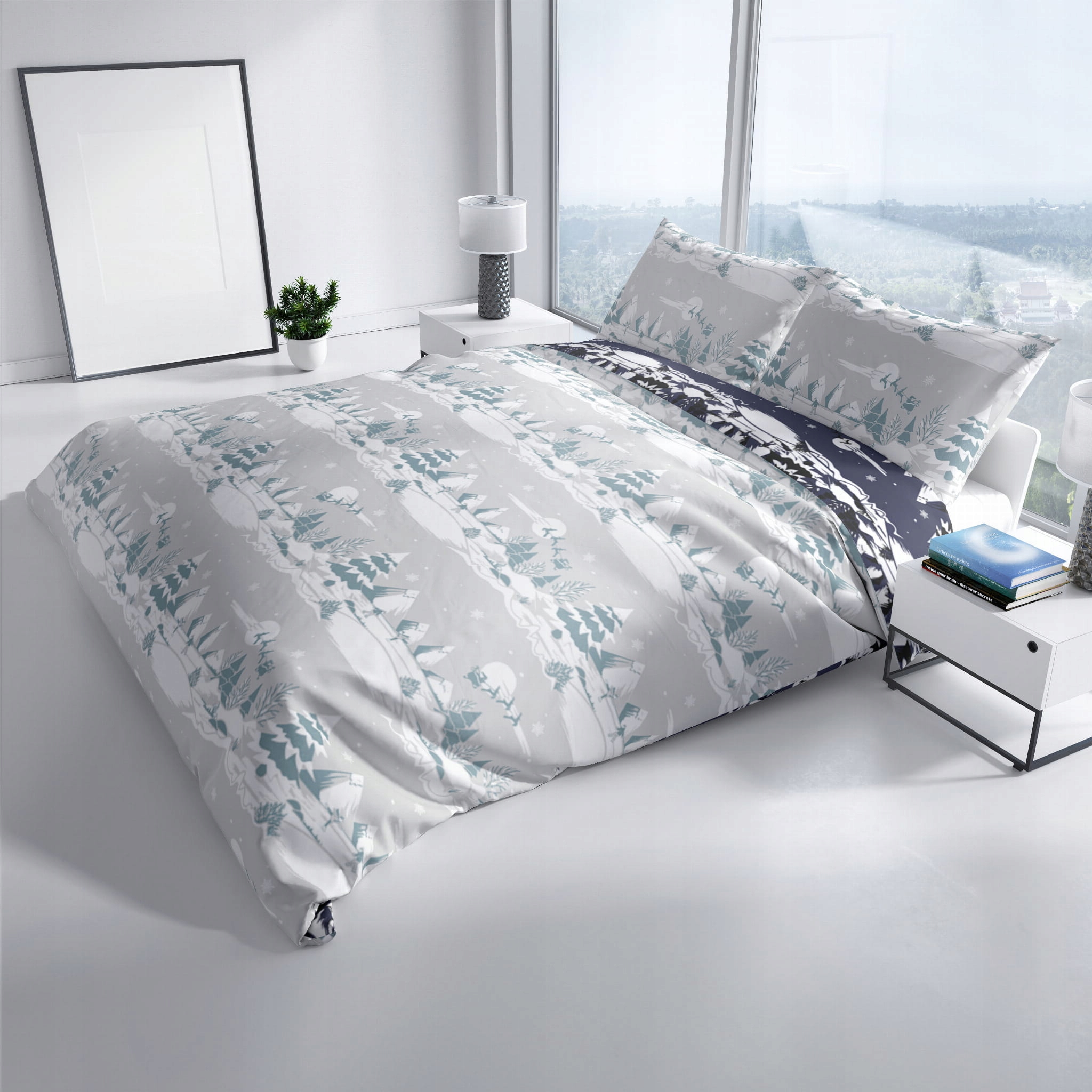 Patalynės komplektas CHRISTMAS FOREST Blue 220x200cm, 3 dalių