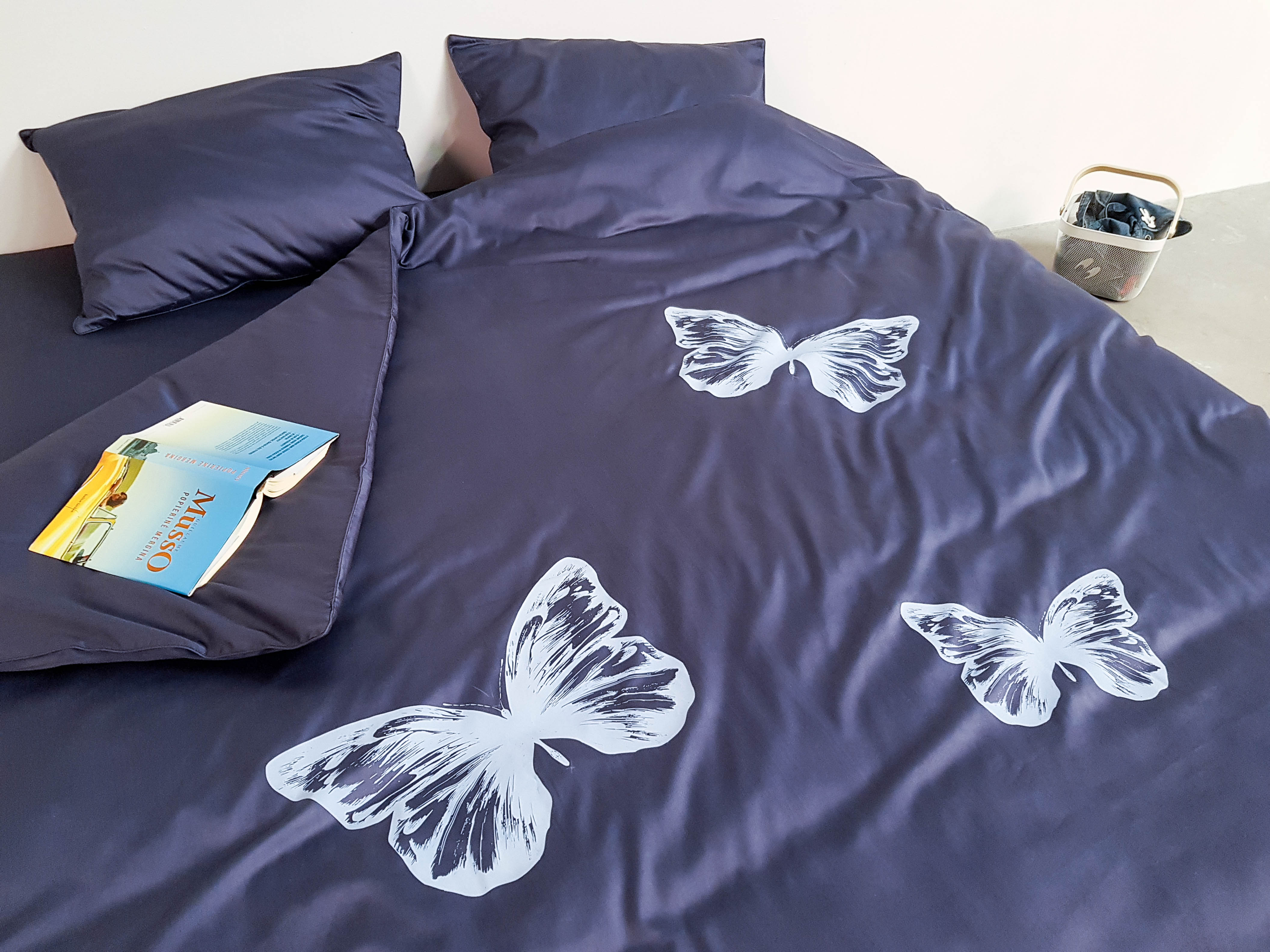 Patalynės komplektas ENIGMA Denim Butterflies 220x200 cm, 3 dalių