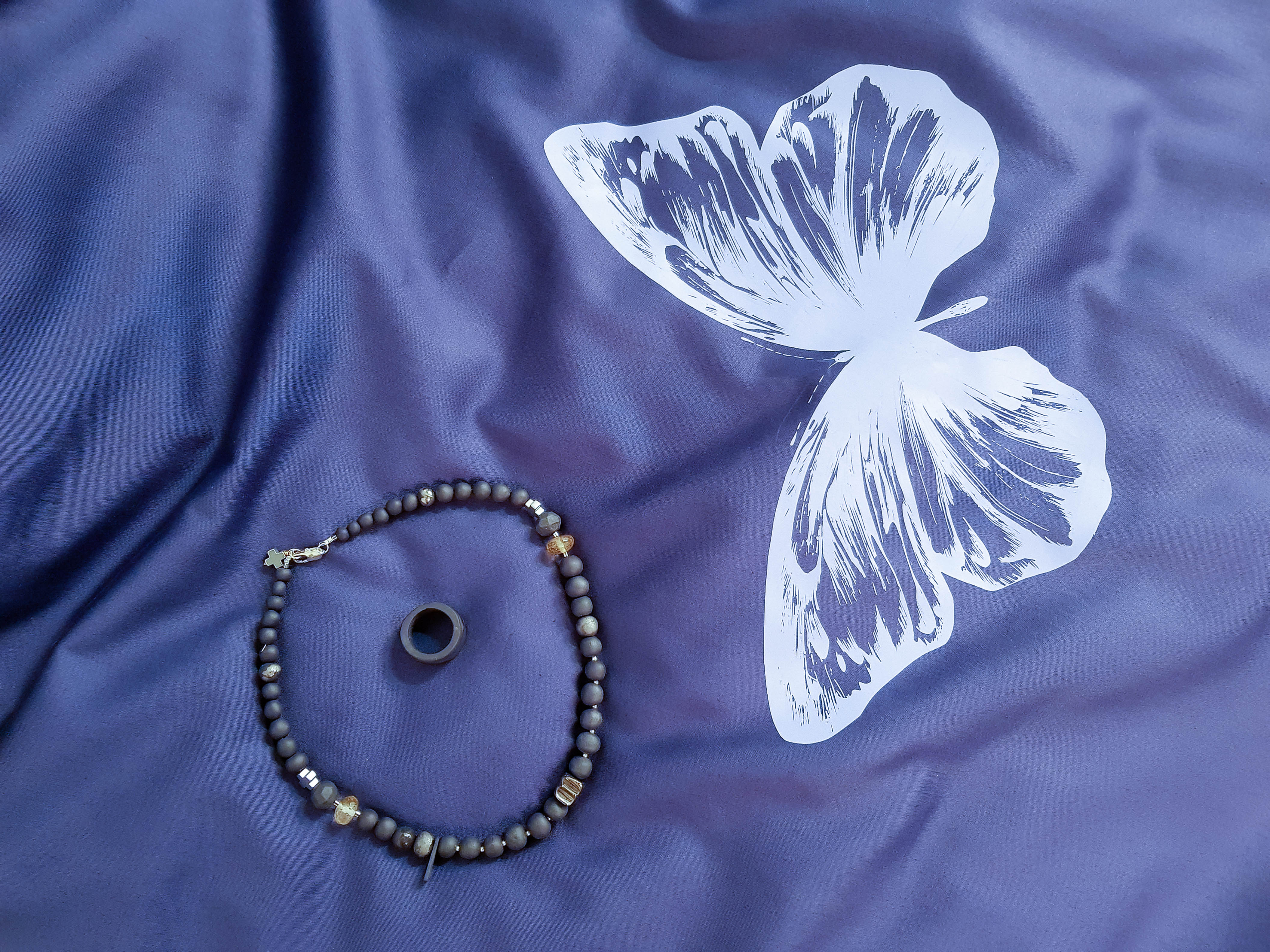 Patalynės komplektas ENIGMA Denim Butterflies 220x200 cm, 3 dalių