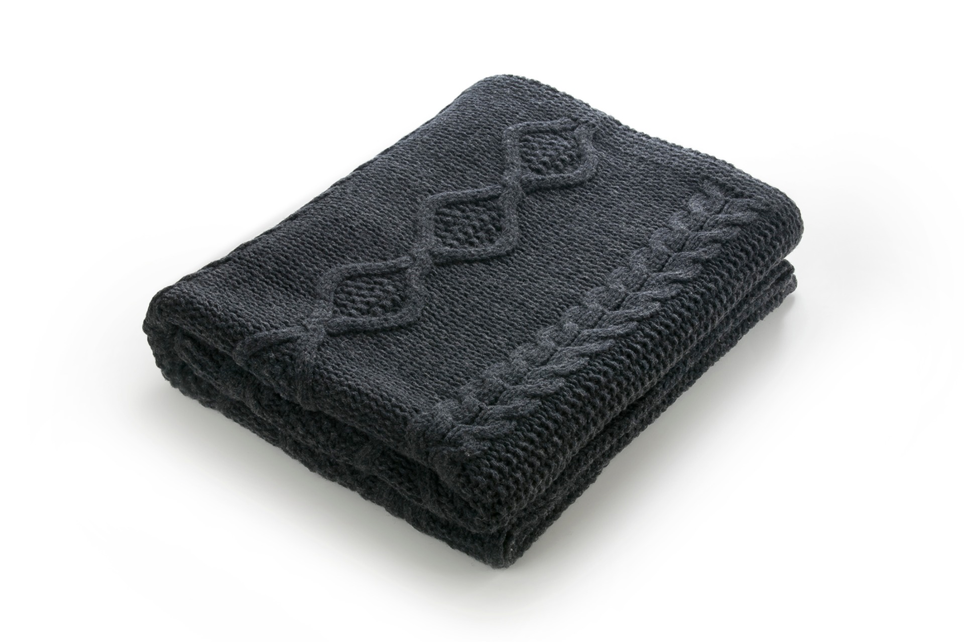 Merino vilnos pledas ARAN Black 160x220 cm