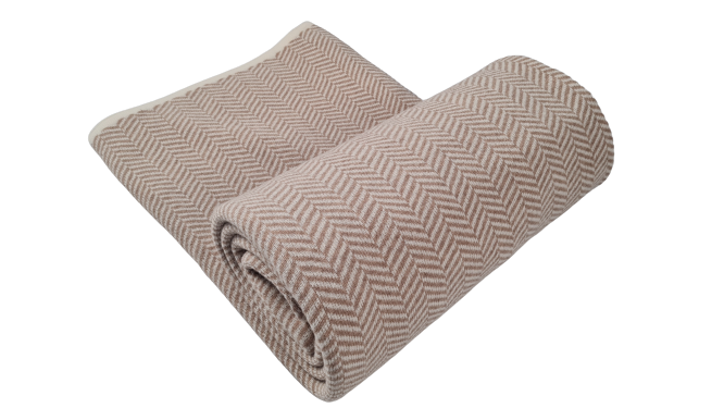 Merino vilnos pledas-užtiesalas CHEVRON Beige 130x180 cm