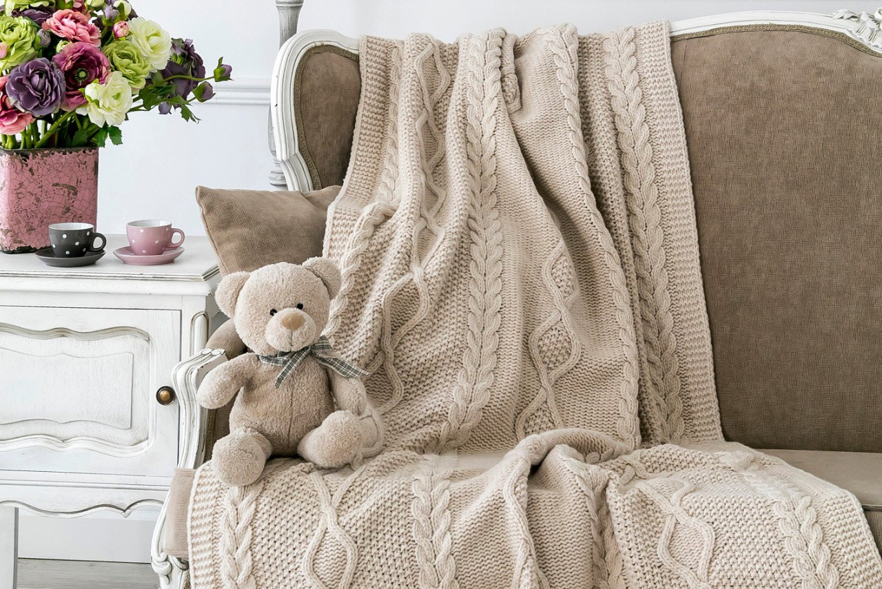 Merino vilnos pledas ARAN Cappuccino 100x130 cm