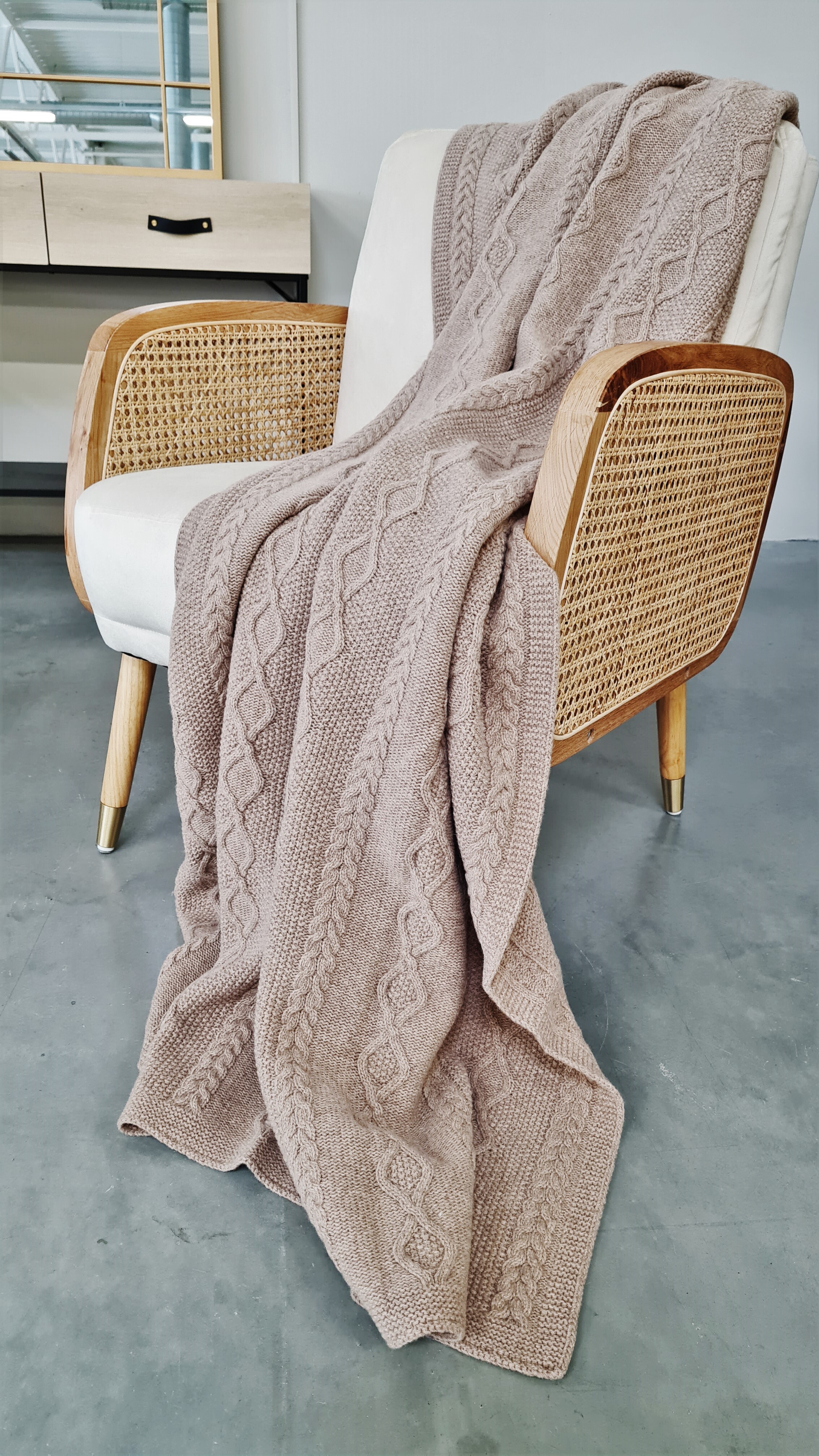 Merino vilnos pledas ARAN Mocca 160x220 cm