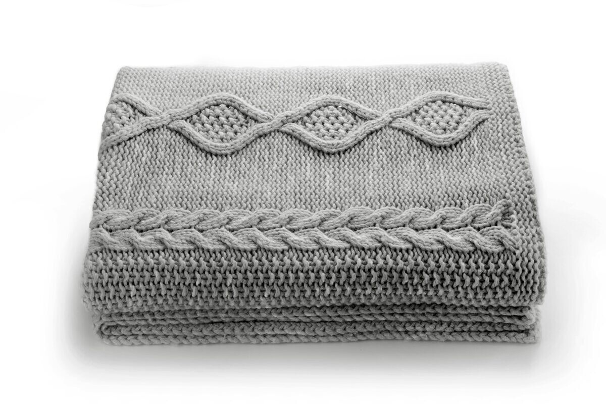 Merino vilnos pledas ARAN Grey 100x130 cm