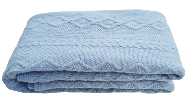 Merino vilnos pledas ARAN Blue 100x130 cm