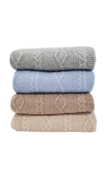 Merino vilnos pledas  ARAN Blue 100x130 cm