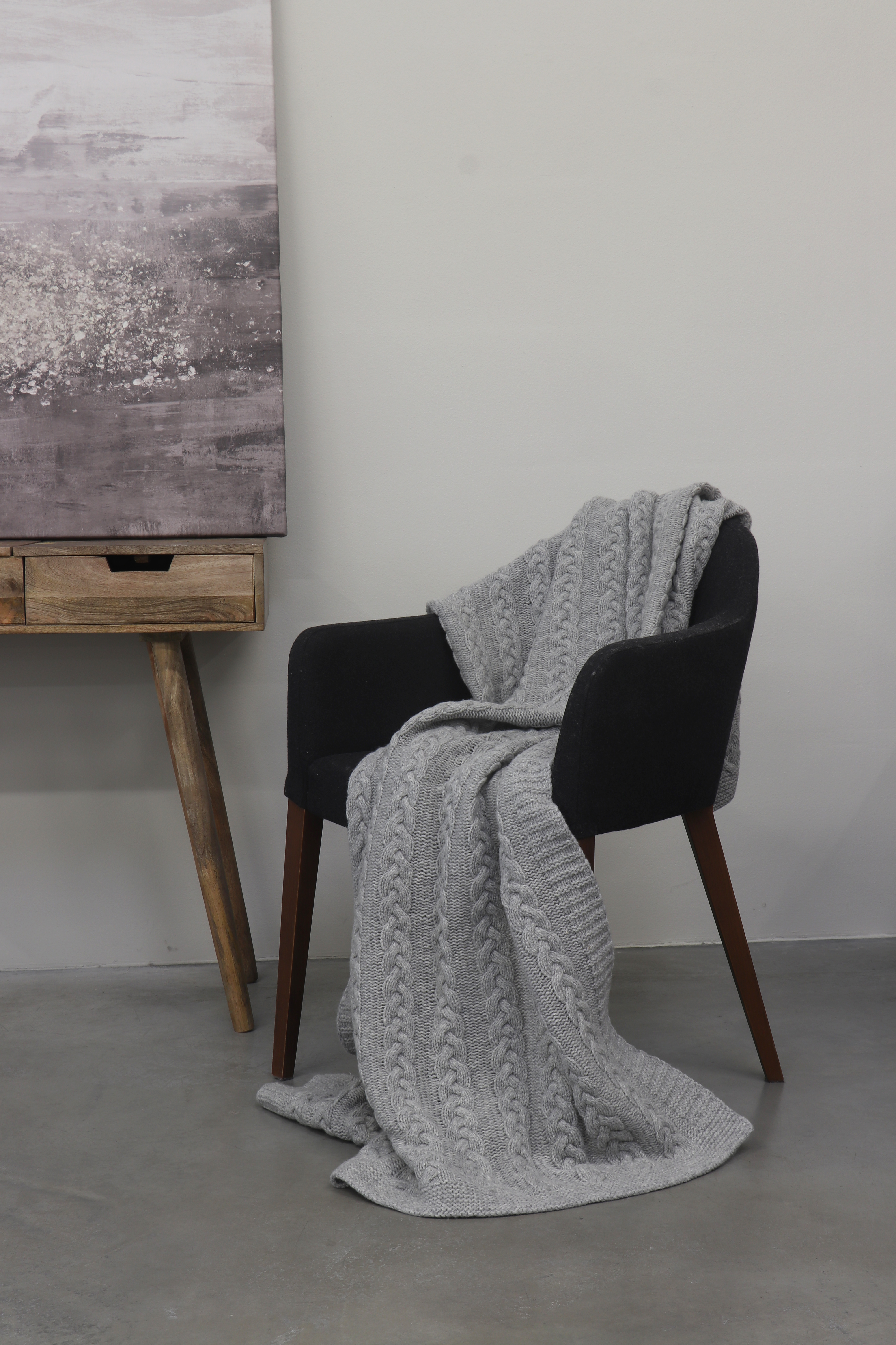 Merino vilnos pledas BRAID Grey 130x180 cm