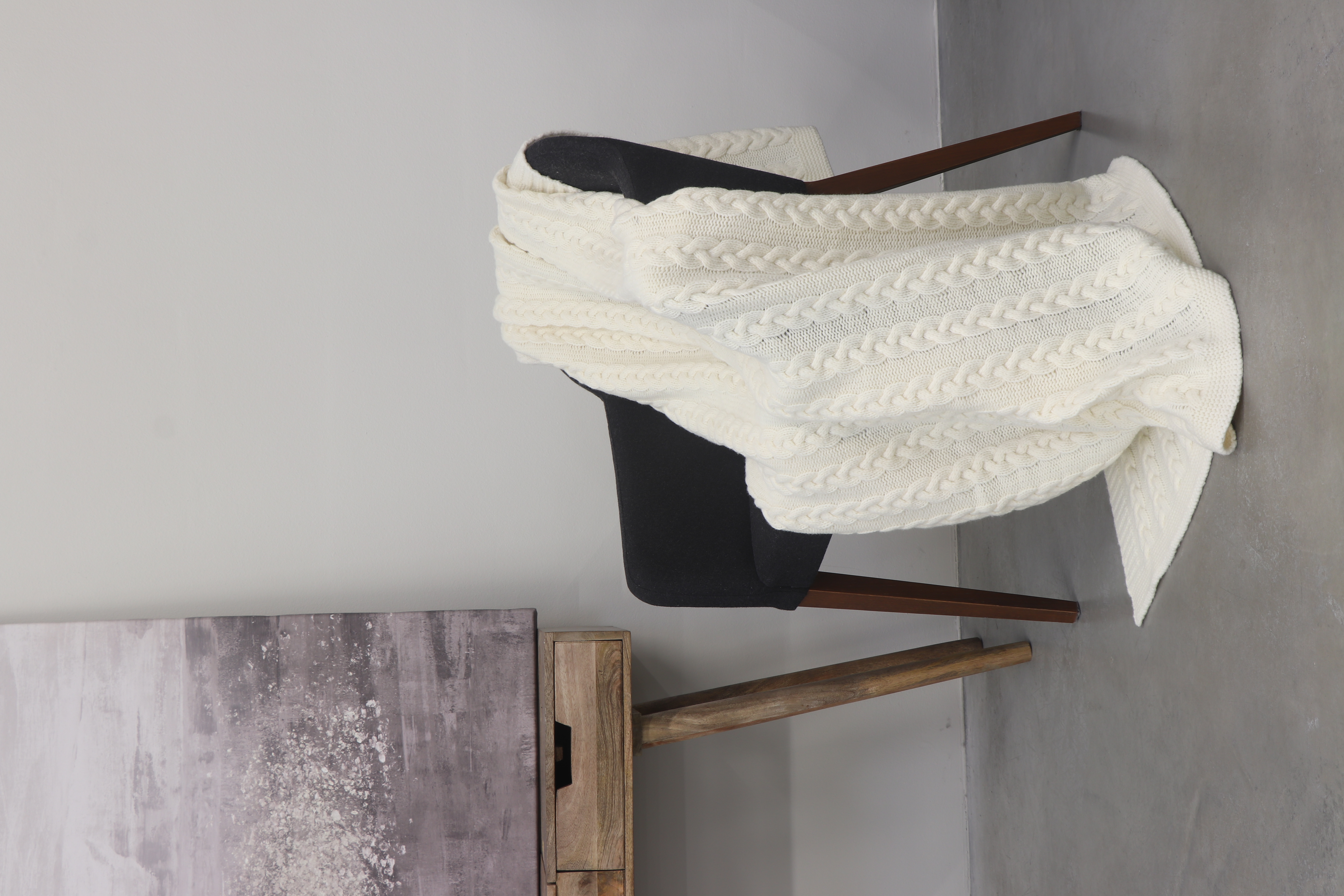 Merino vilnos pledas BRAID Ecru 130x180 cm