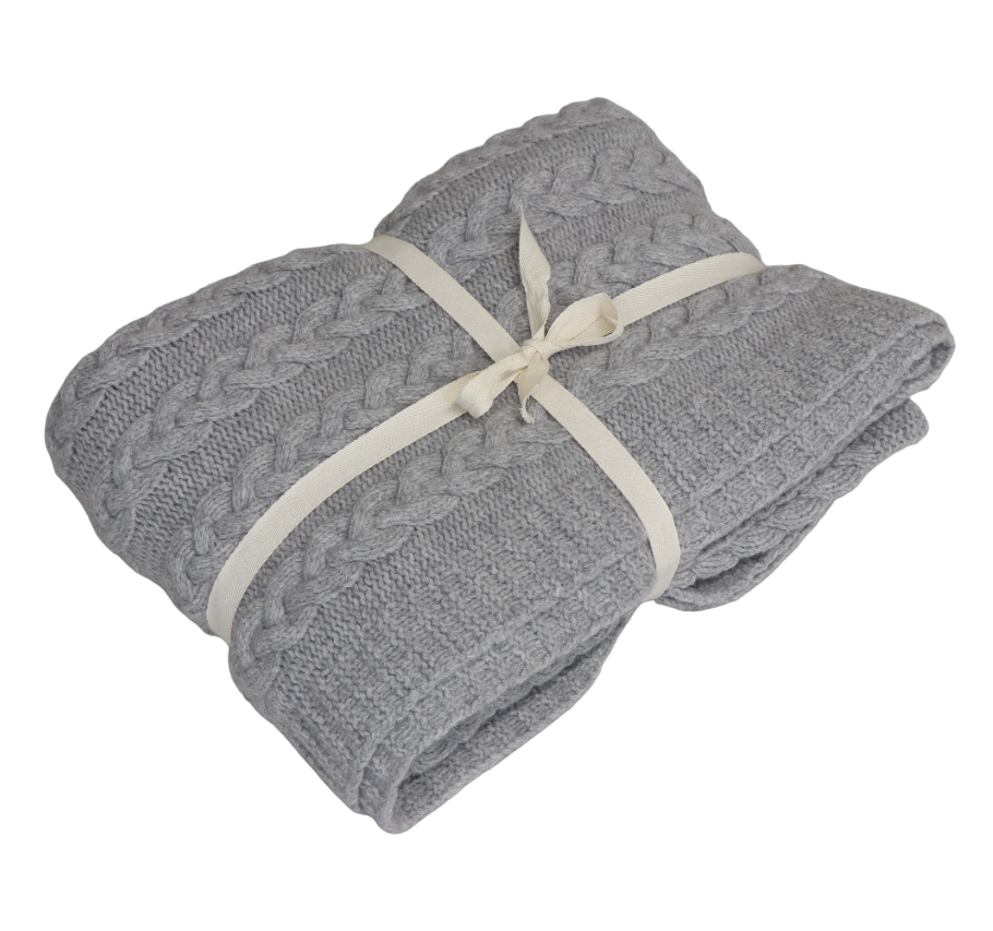 Merino vilnos pledas BRAID Grey 130x180 cm