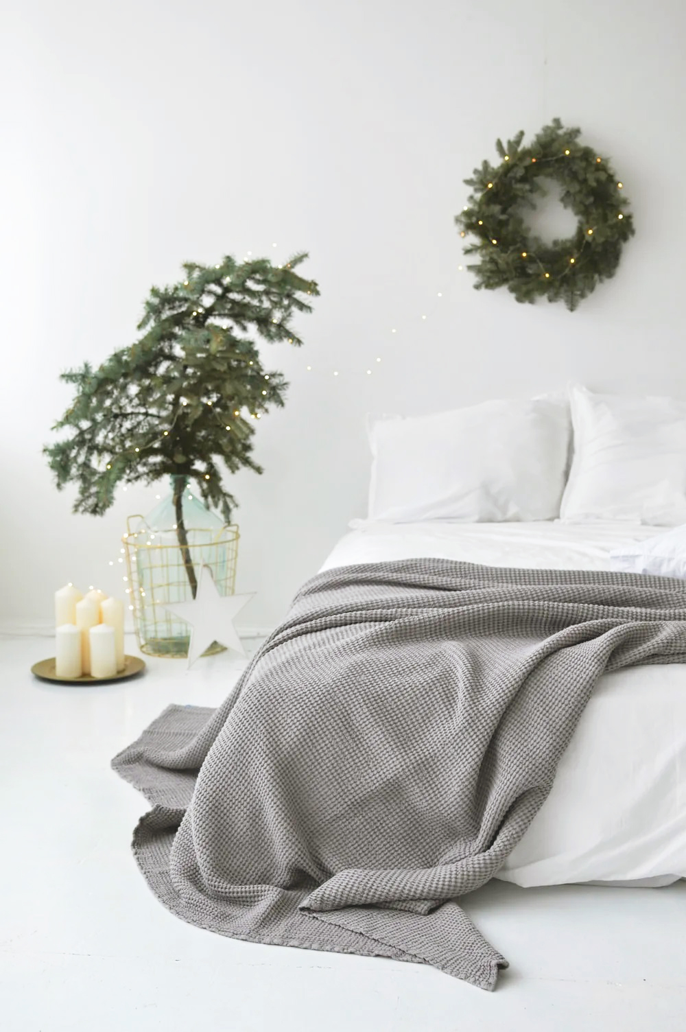 Vaflinio audinio pledas-lovatiesė 215x230 cm PL Light Grey