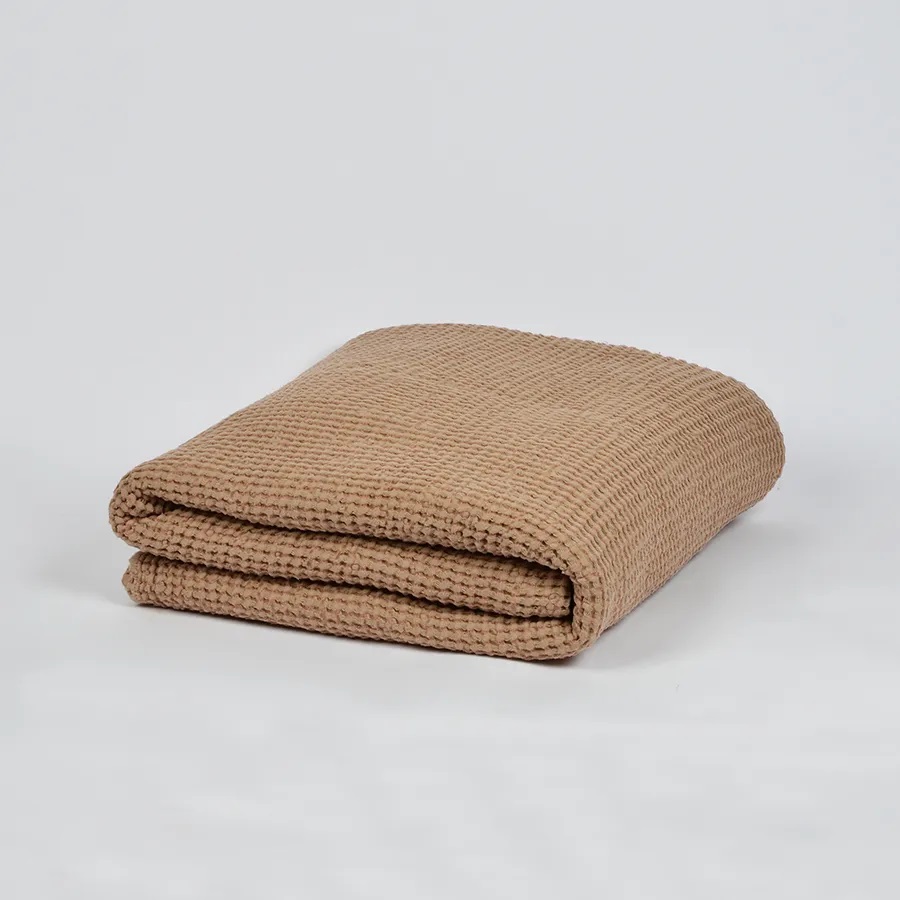 Vaflinio audinio pledas-lovatiesė 215x230 cm PL Beige