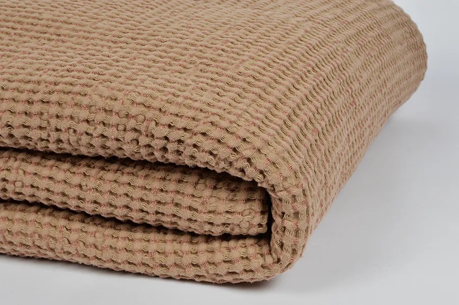 Vaflinio audinio pledas-lovatiesė 215x230 cm PL Beige