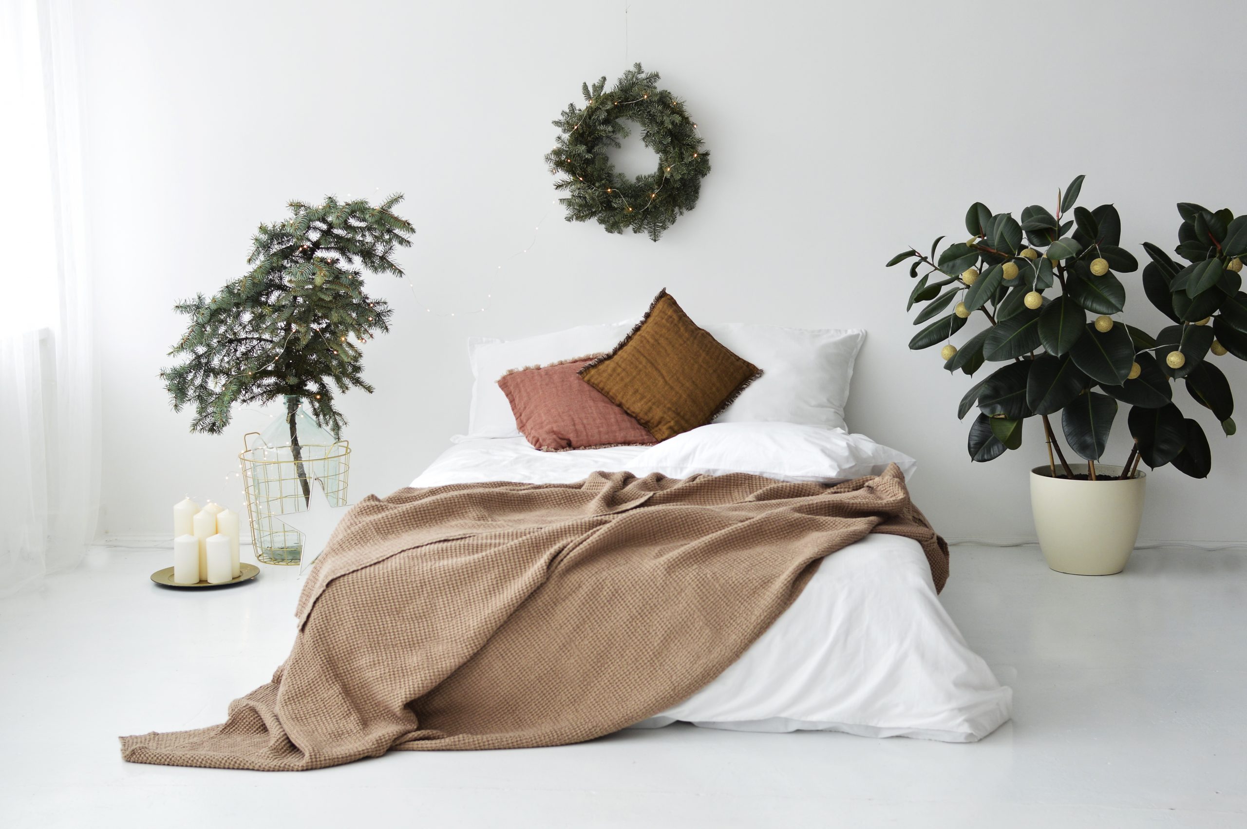 Vaflinio audinio pledas-lovatiesė 215x230 cm PL Beige