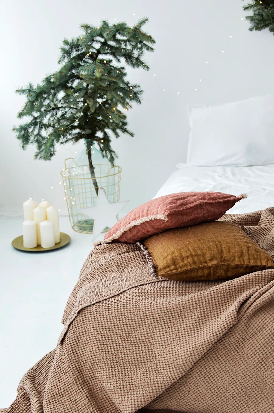 Vaflinio audinio pledas-lovatiesė 215x230 cm PL Beige