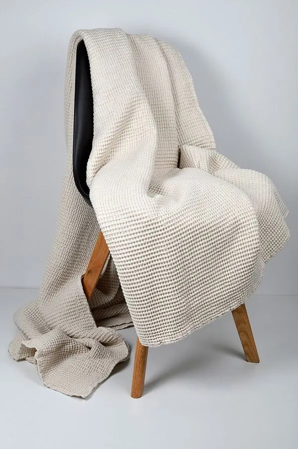 Vaflinio audinio pledas-lovatiesė 215x230 cm PL Ivory