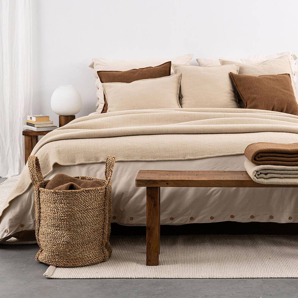 Lovatiesė-pledas WOOL Beige 180x240 cm