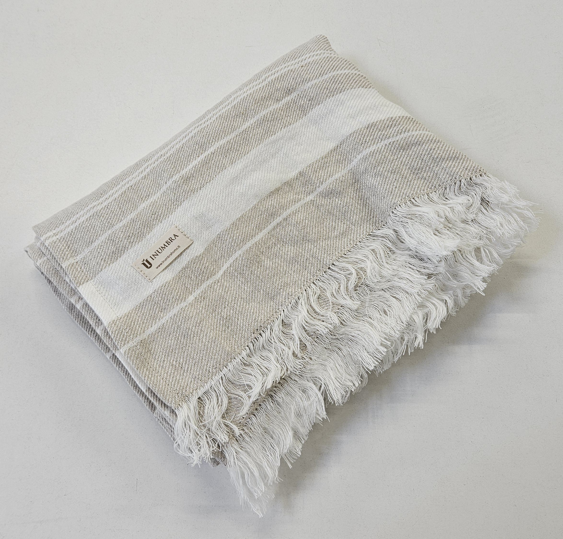 Paplūdimio rankšluostis-patiesalas NIDA 1 Taupe-White, 115x200 cm