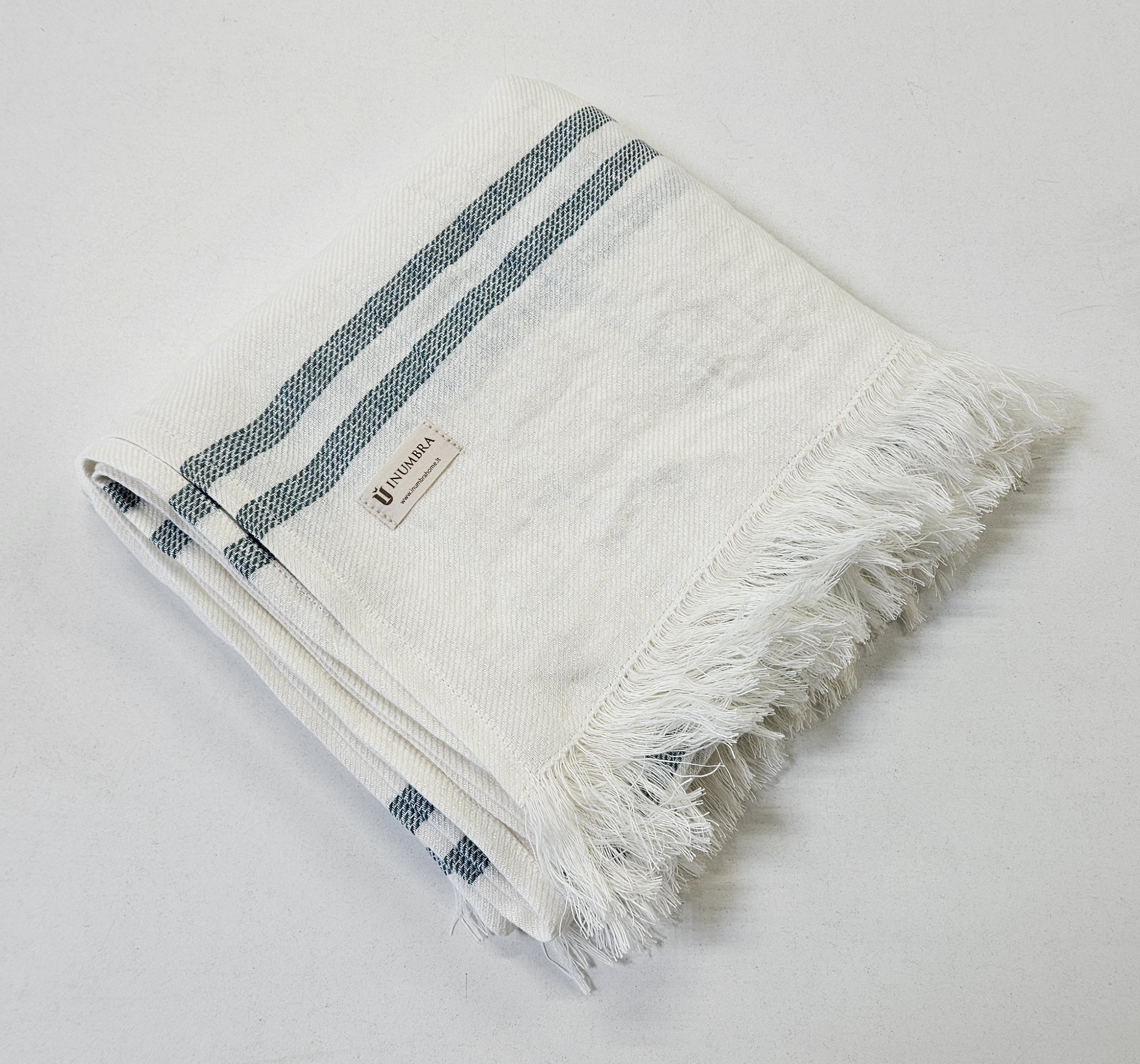 Paplūdimio rankšluostis-patiesalas NIDA 2 White-Mint, 115x200 cm