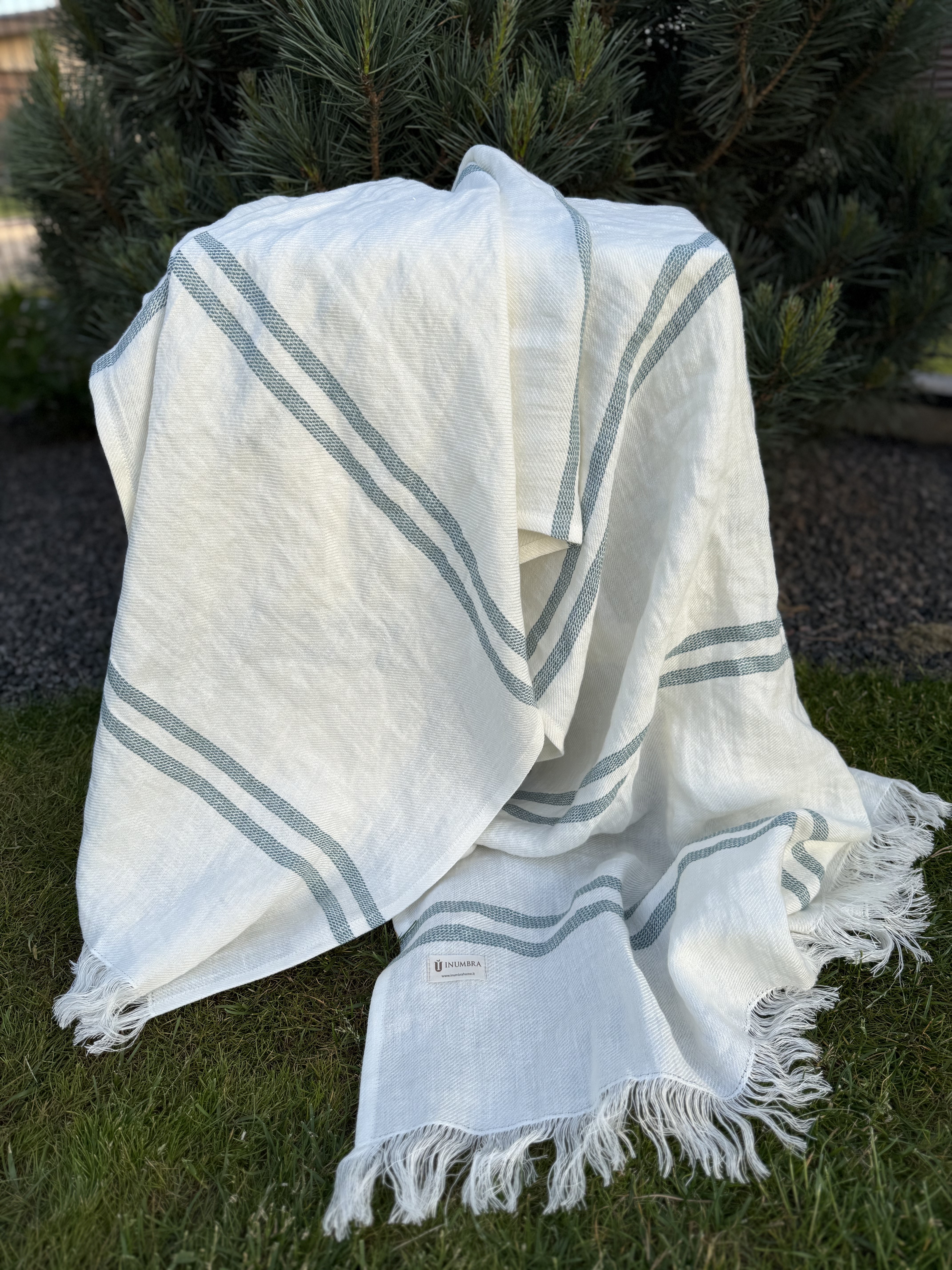 Paplūdimio rankšluostis-patiesalas NIDA 2 White-Mint, 115x200 cm