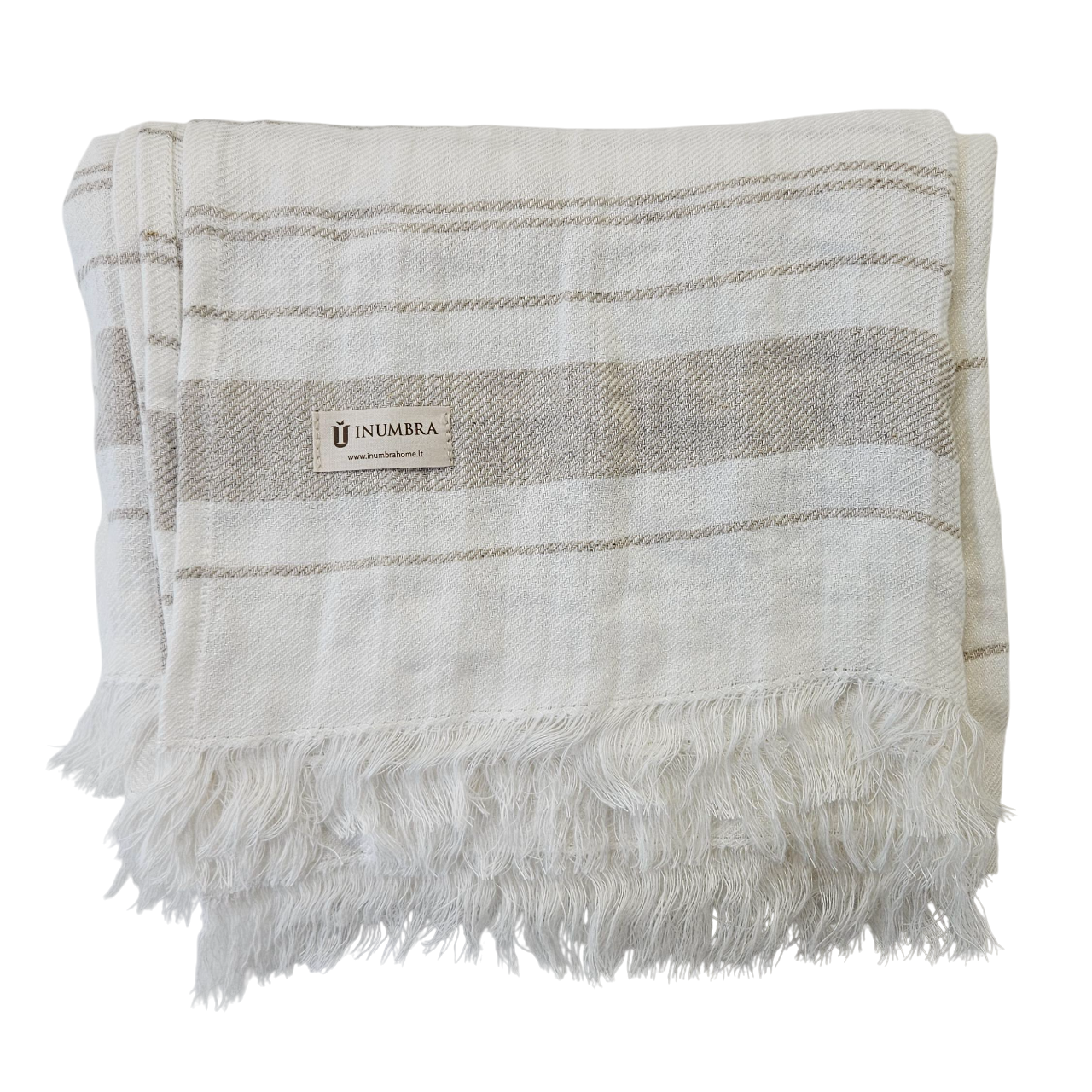 Paplūdimio rankšluostis-patiesalas NIDA 1 White-Taupe, 115x200 cm