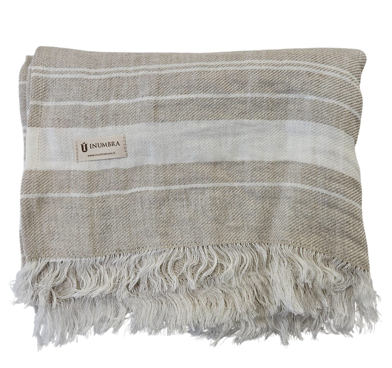 Paplūdimio rankšluostis-patiesalas NIDA 1 Taupe-White, 115x200 cm