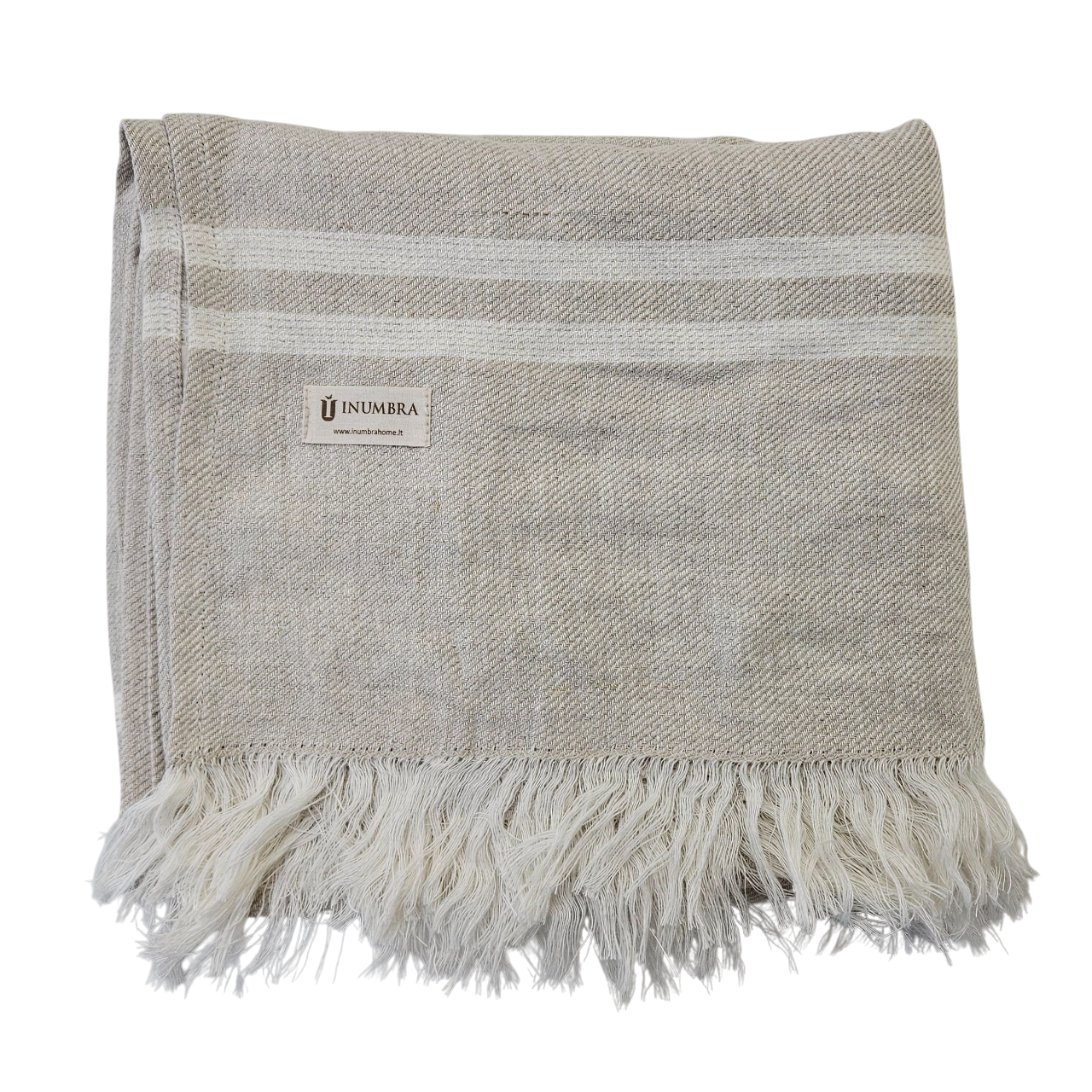 Paplūdimio rankšluostis-patiesalas NIDA 2 Grey-White, 115x200 cm