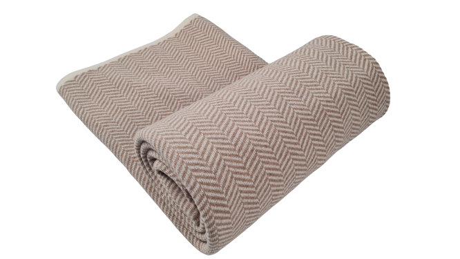 Merino vilnos pledas-užtiesalas CHEVRON Beige 200x220 cm
