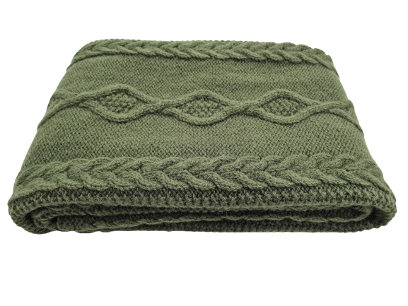 Merino vilnos pledas ARAN Green 110 x180 cm
