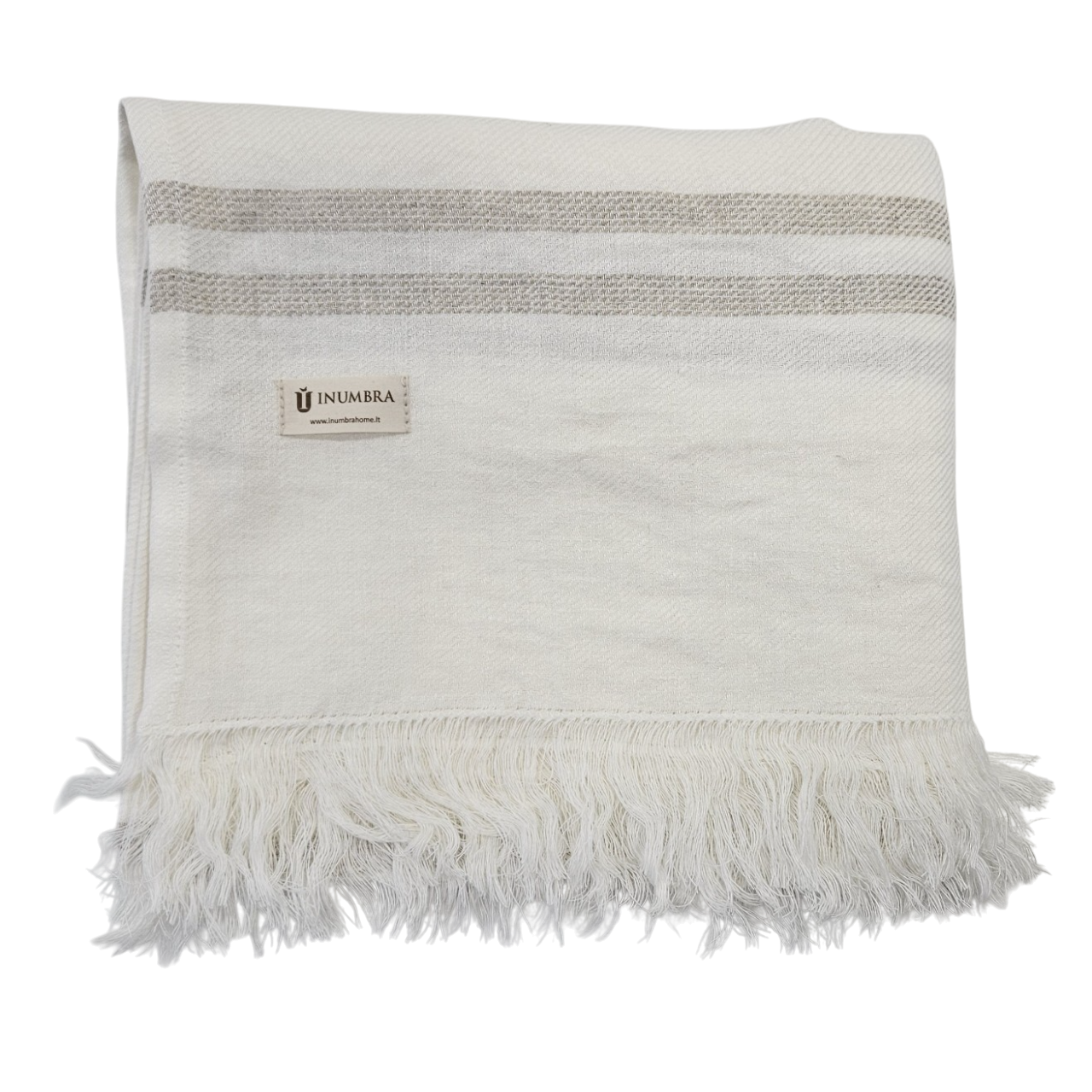 Paplūdimio rankšluostis-patiesalas NIDA 2 White-Taupe, 115x200 cm