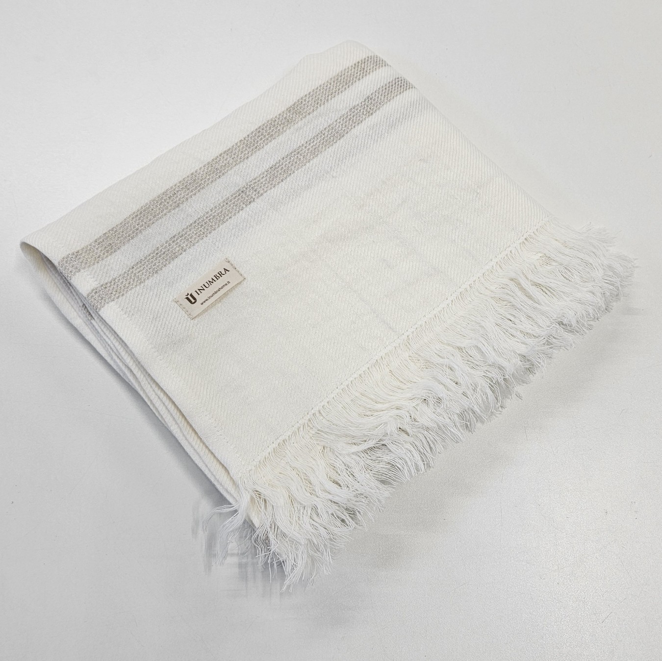 Paplūdimio rankšluostis-patiesalas NIDA 2 White-Taupe, 115x200 cm