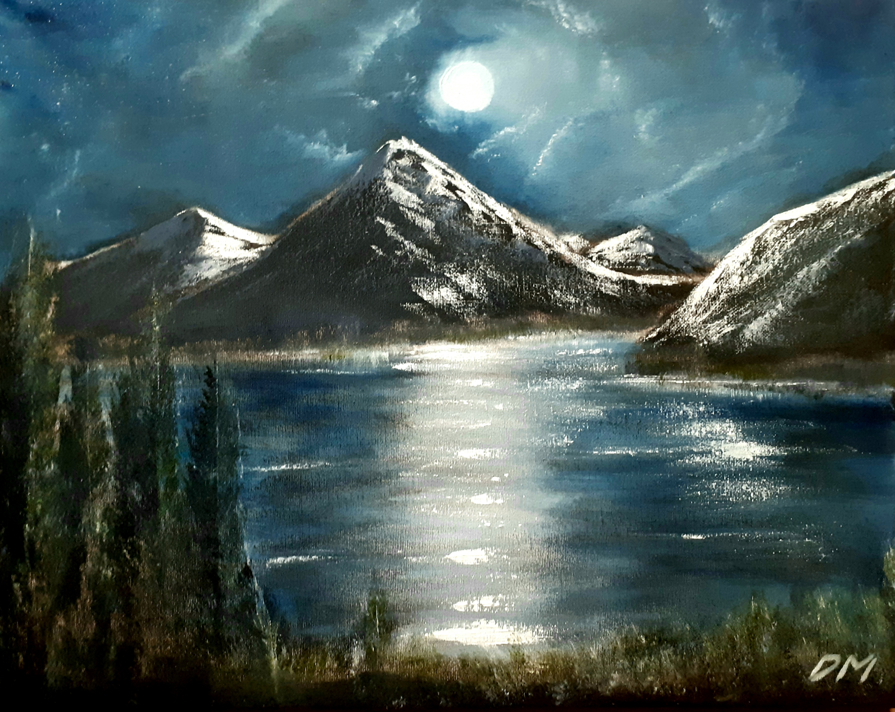Moonlight Winter Mountain