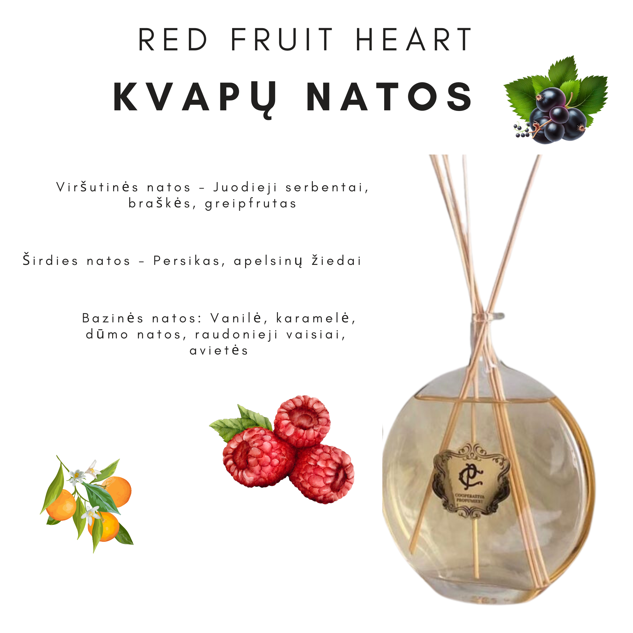 Namų kvapai su lazdelėmis "RED FRUIT HEART"