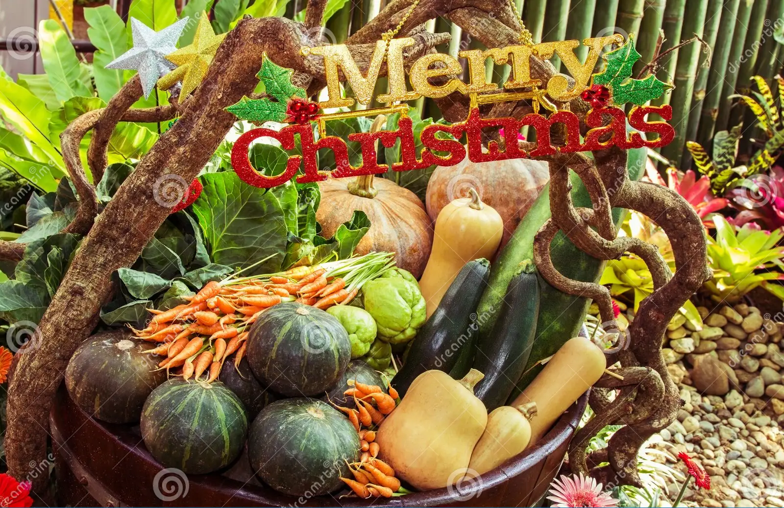 Merry Xmas vegetable baskets are $100