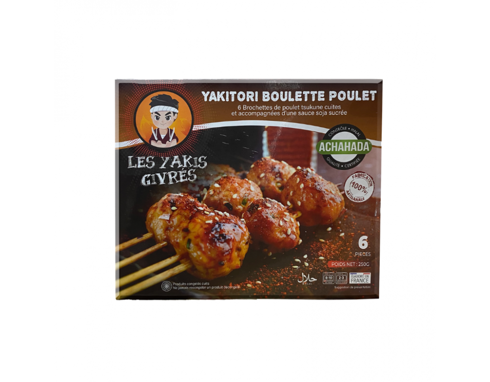  Yakitori Boullette de poulet x 6 Yakis givrés 250g Achahada