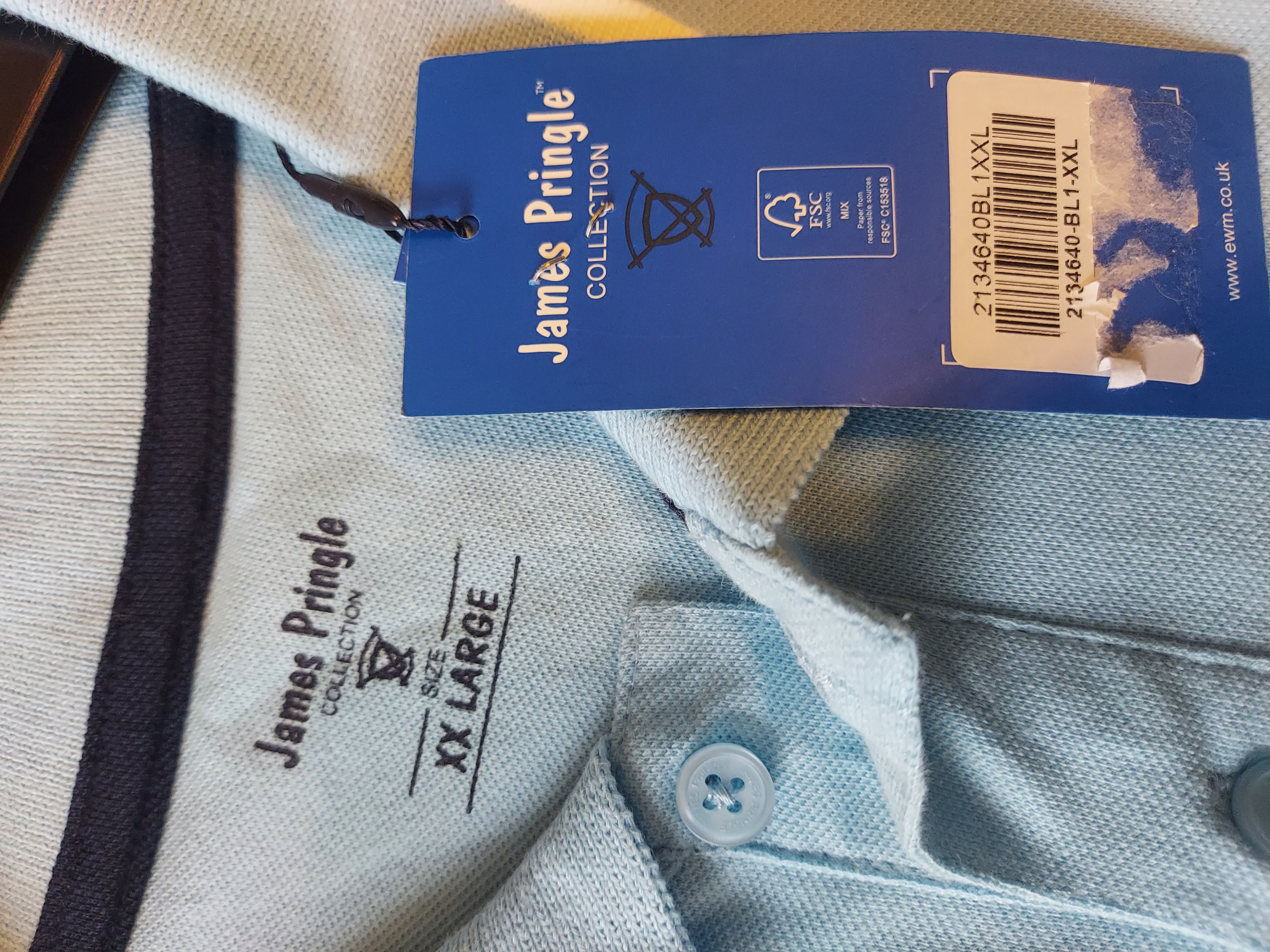 James Pringle light blue polo shirt size 2XL