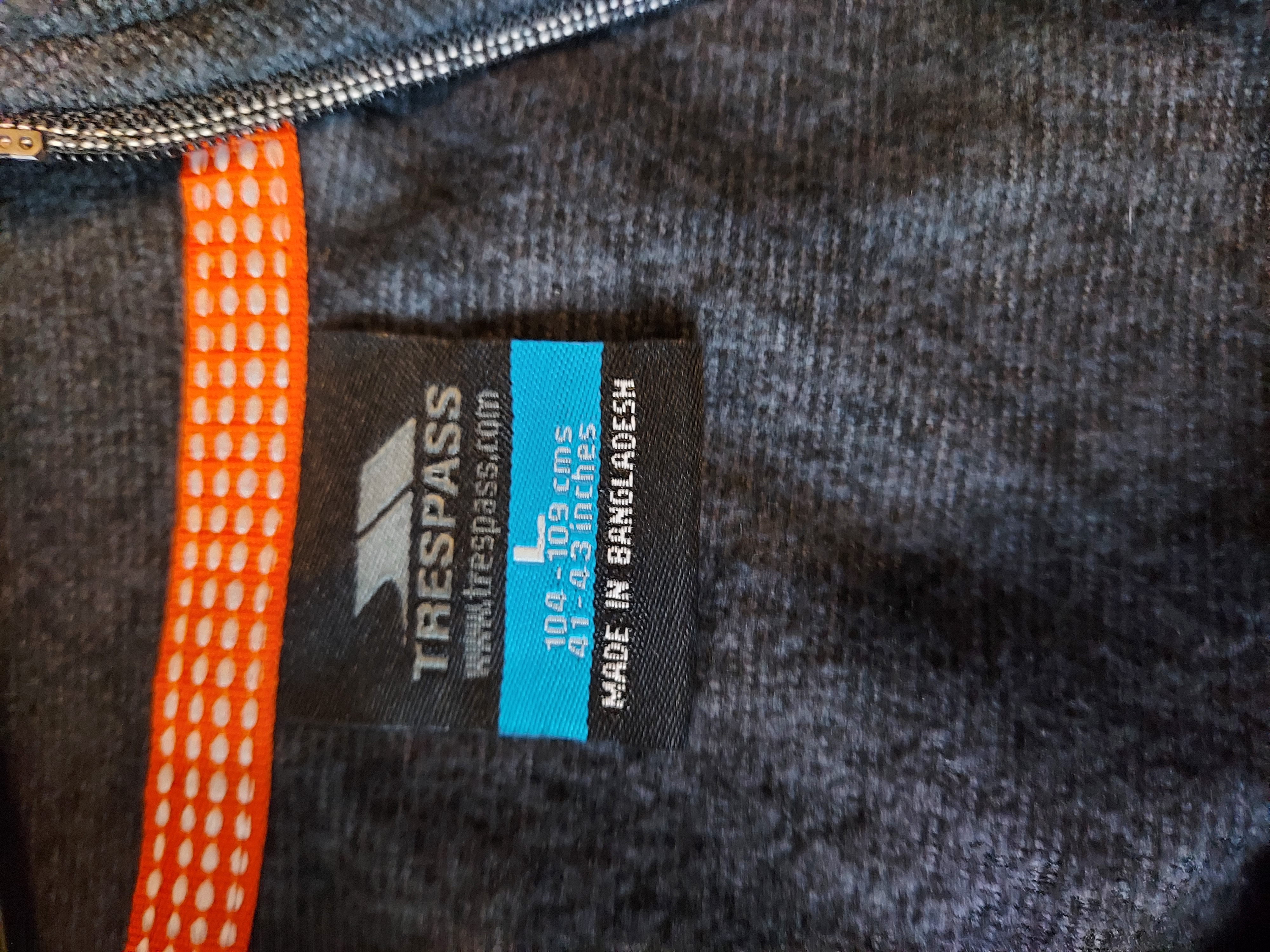 Trespass dark grey fleece jumper size L