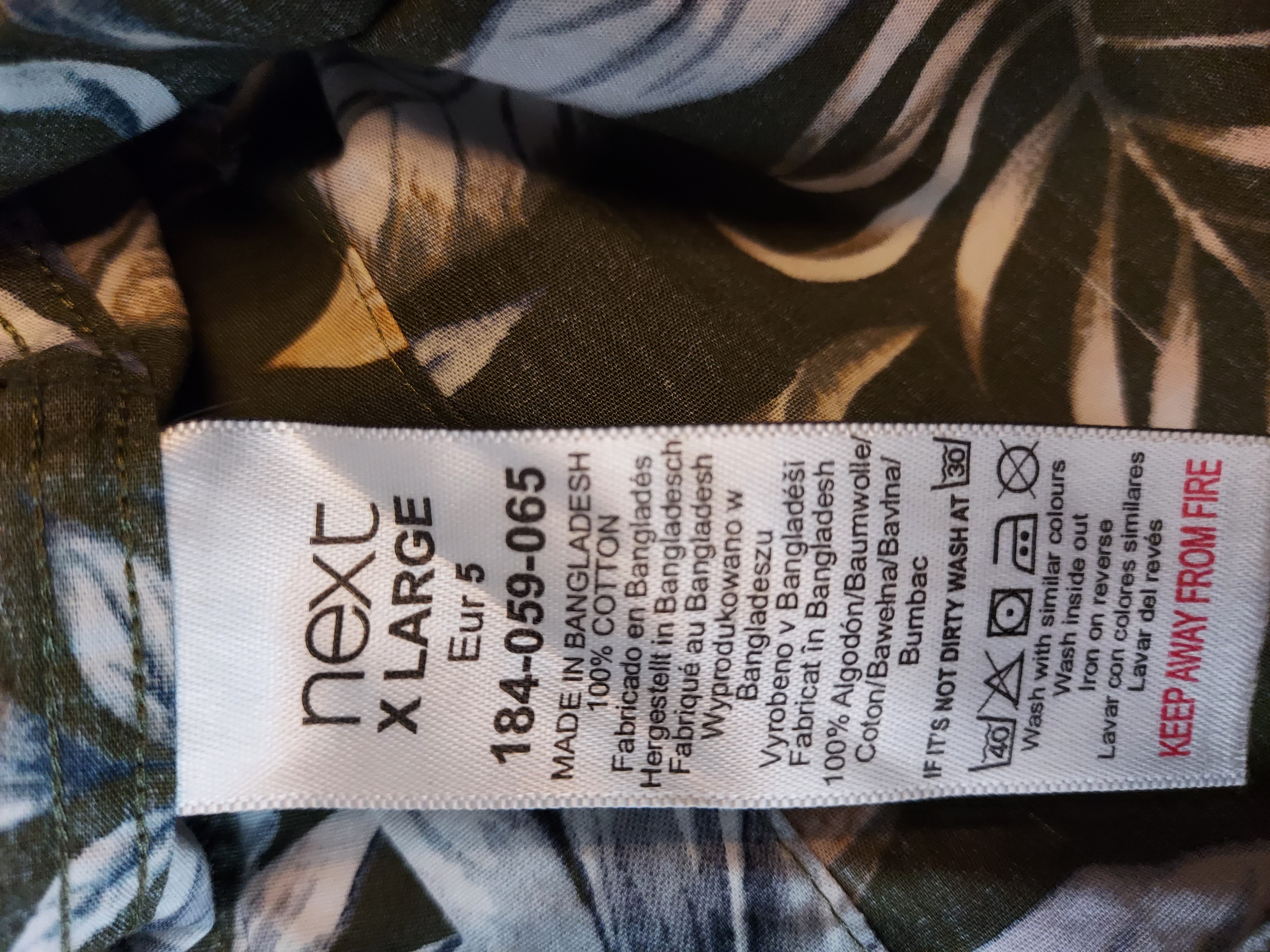 Next army green floral print shirt size XL 