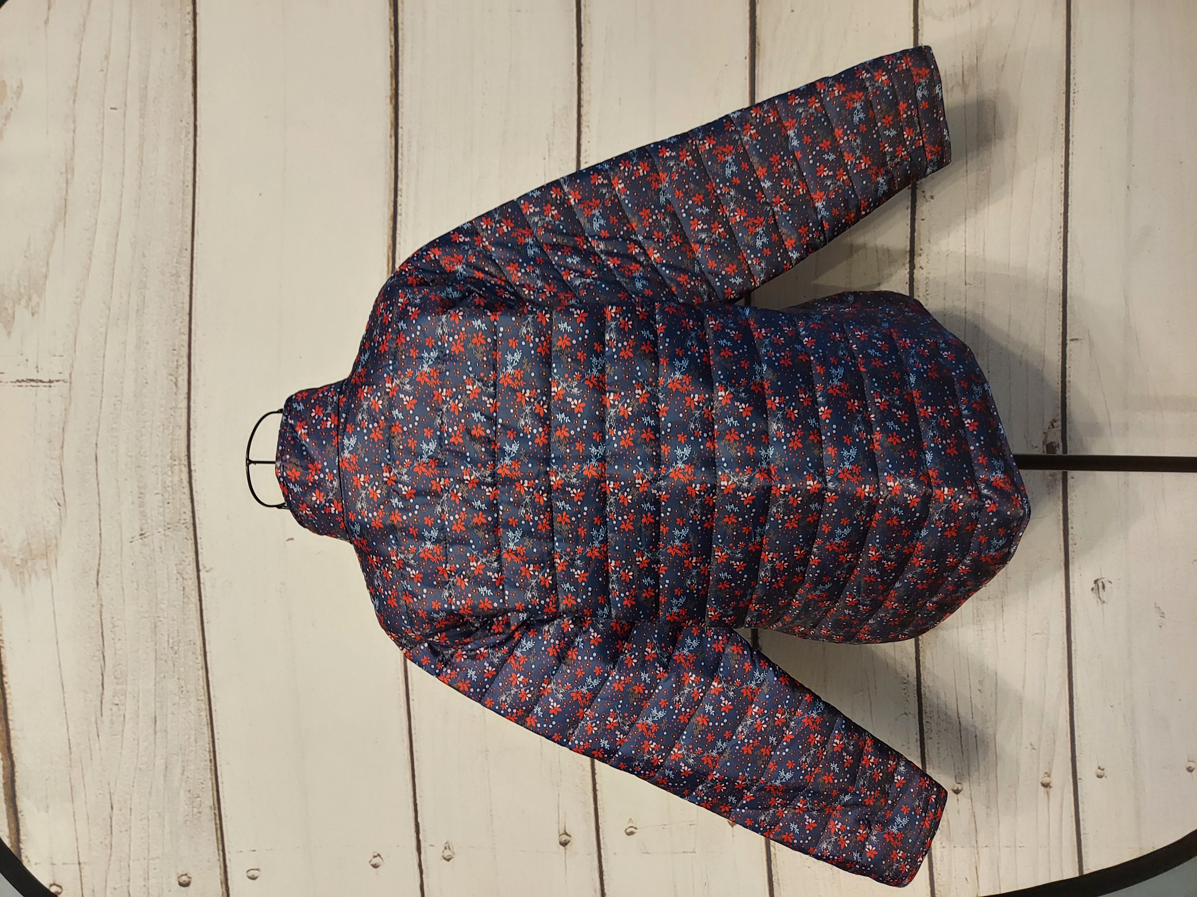 Anne De Lancay dark blue floral coat size M