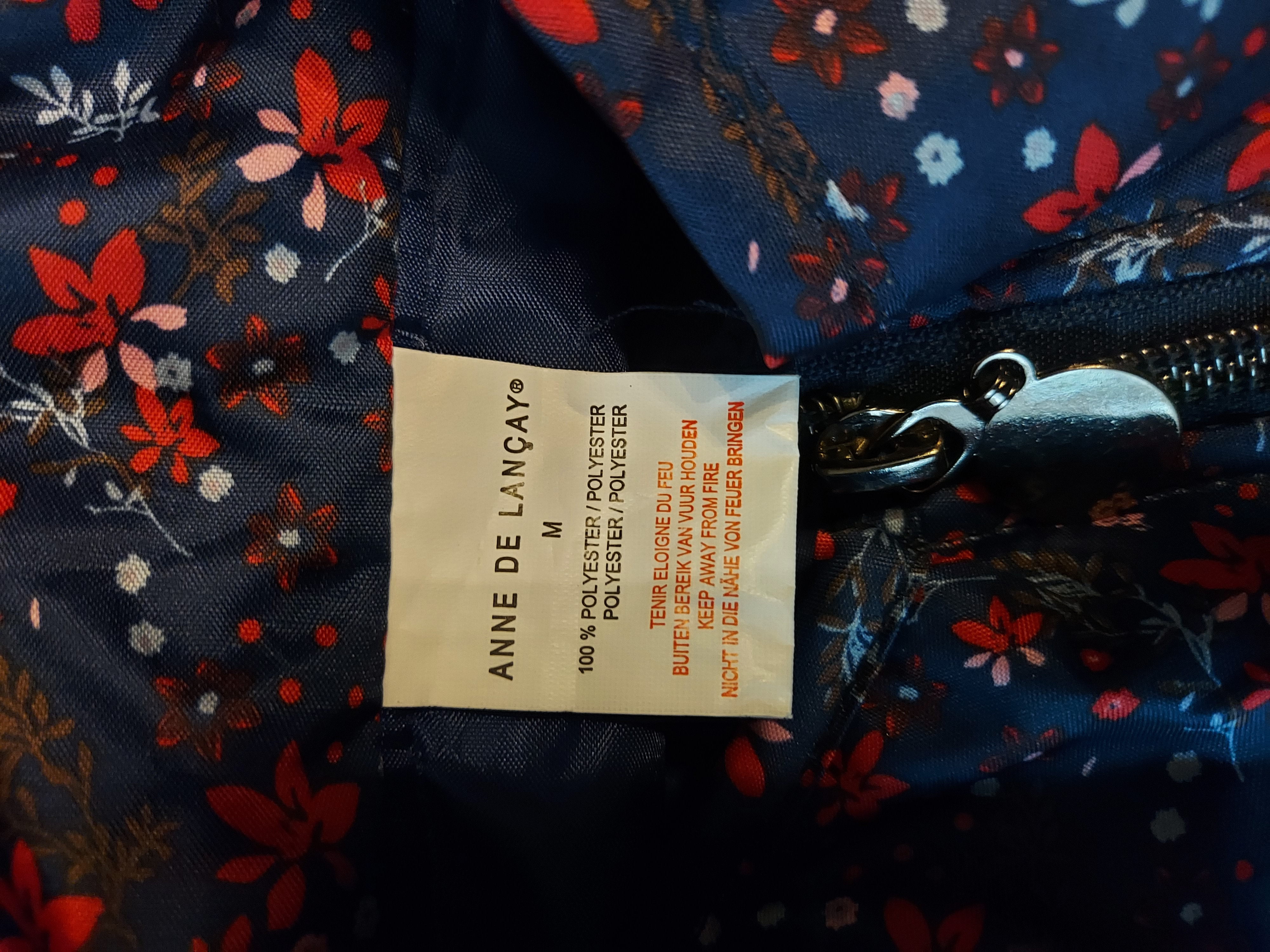 Anne De Lancay dark blue floral coat size M