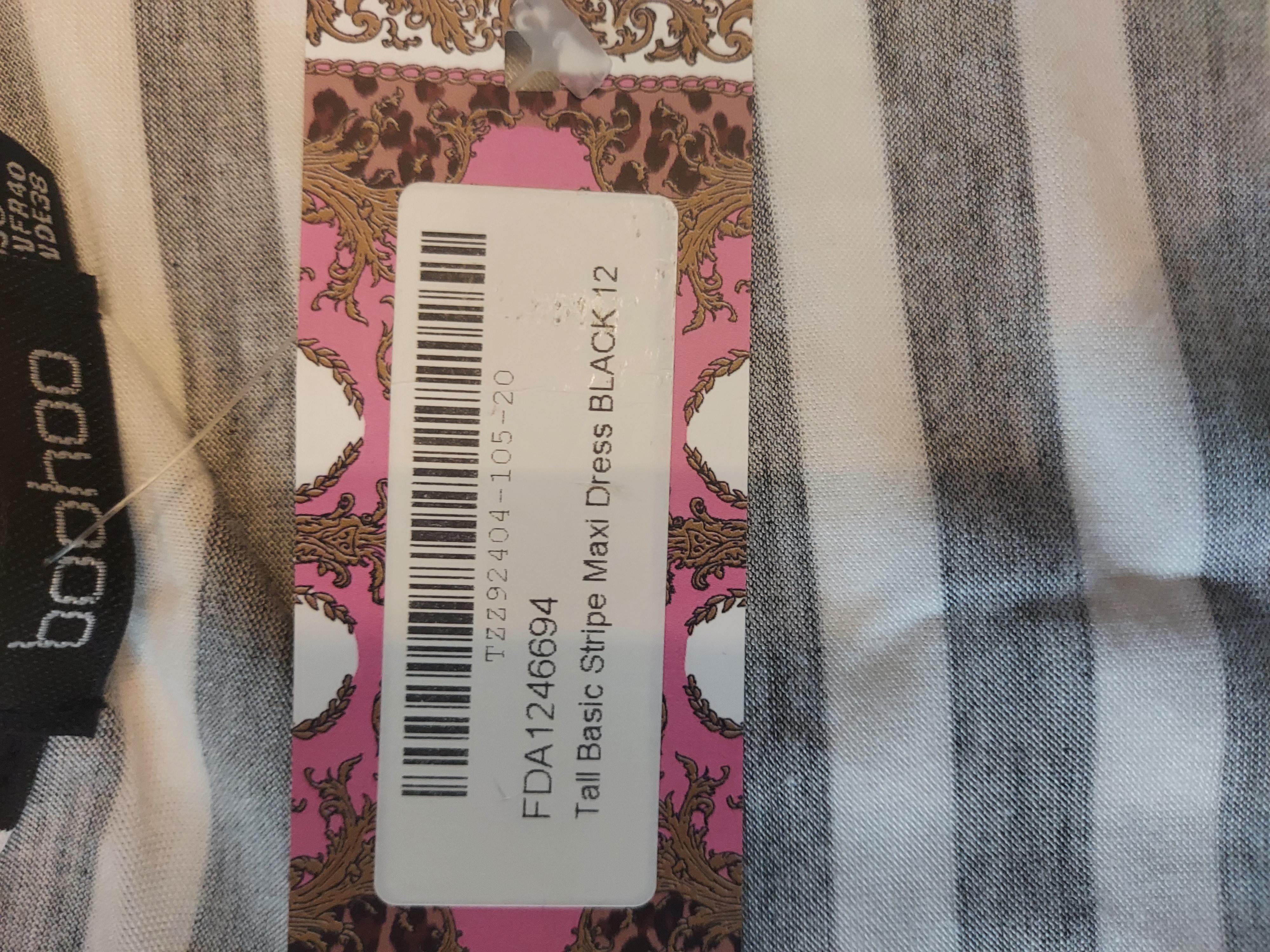 Boohoo tall stripe (white and black)maxi dress size 12