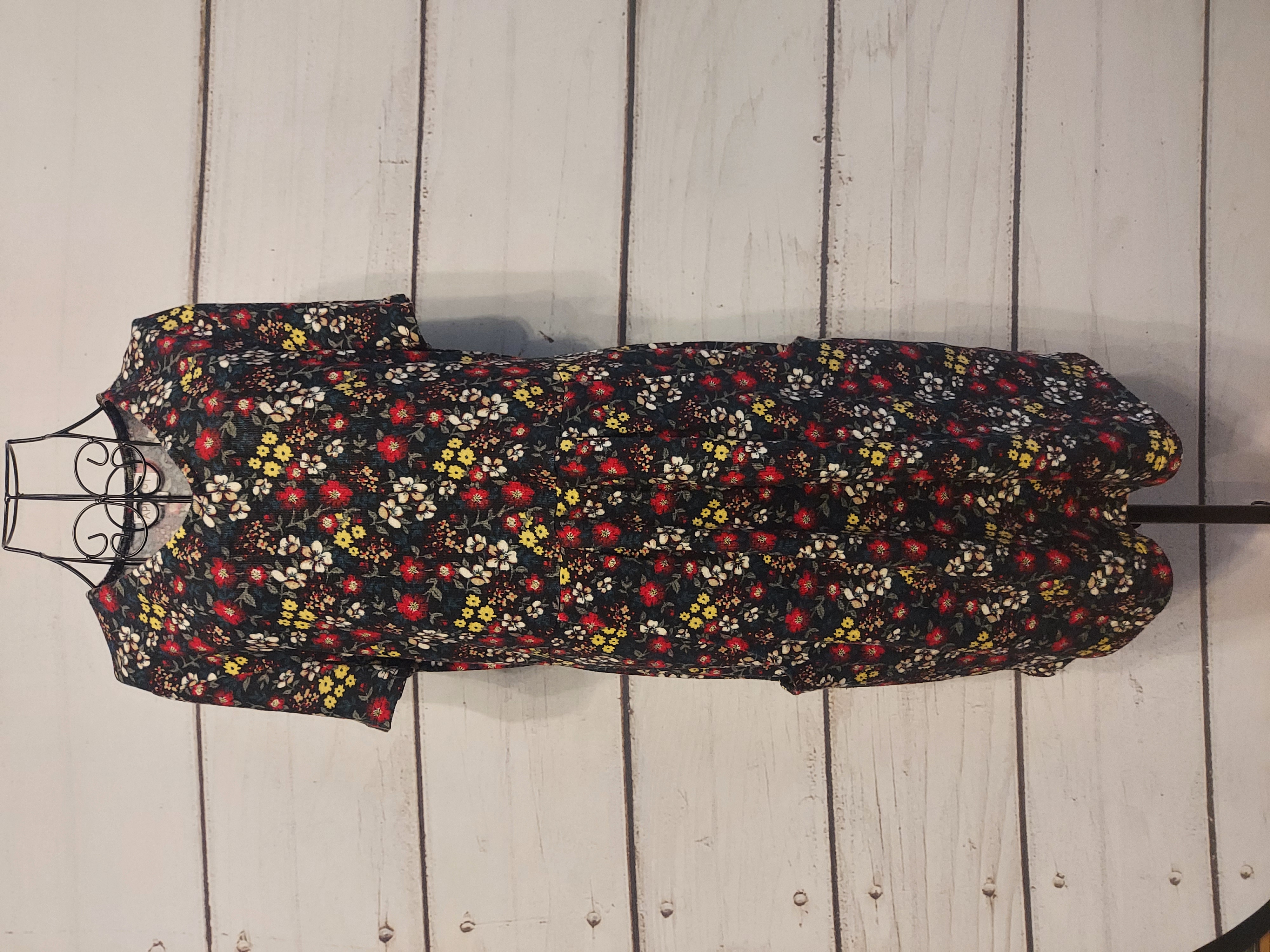 Apricot black dress with floral print size 14