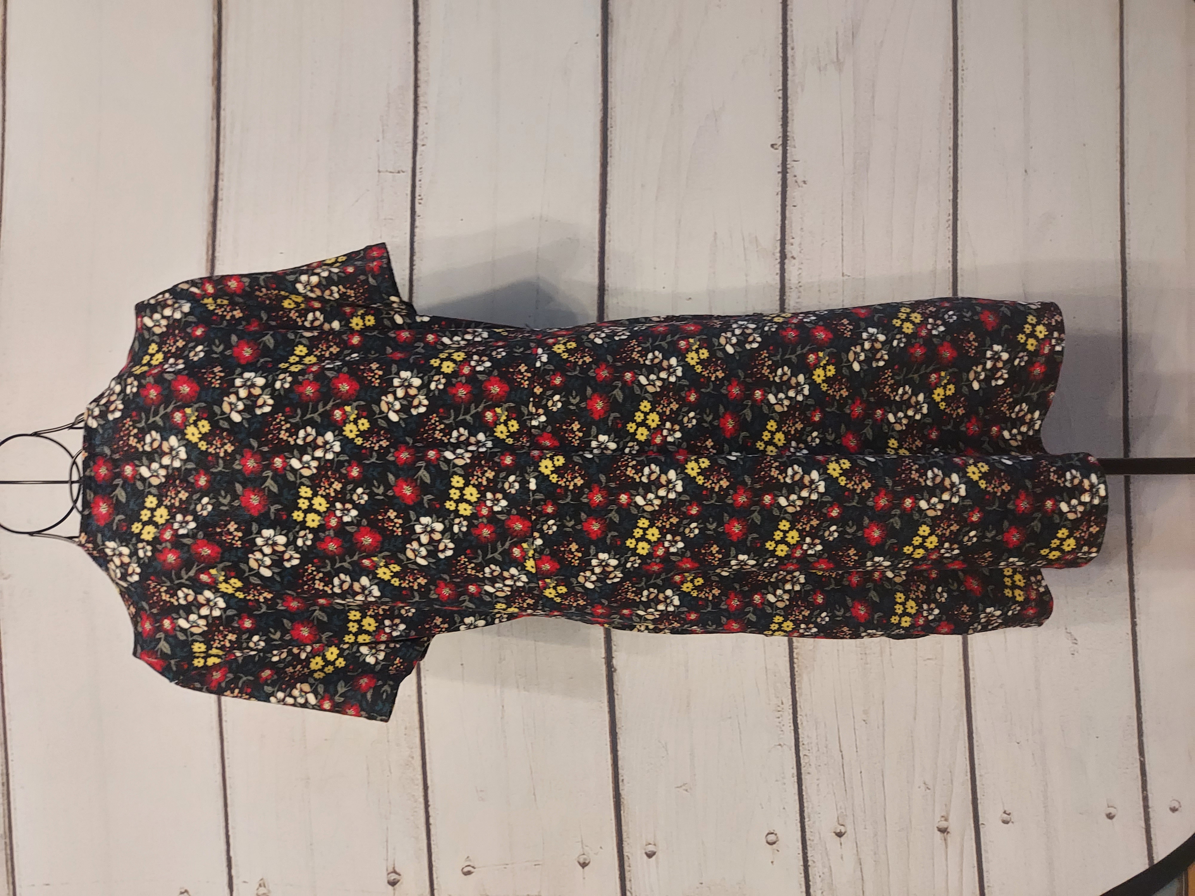 Apricot black dress with floral print size 14