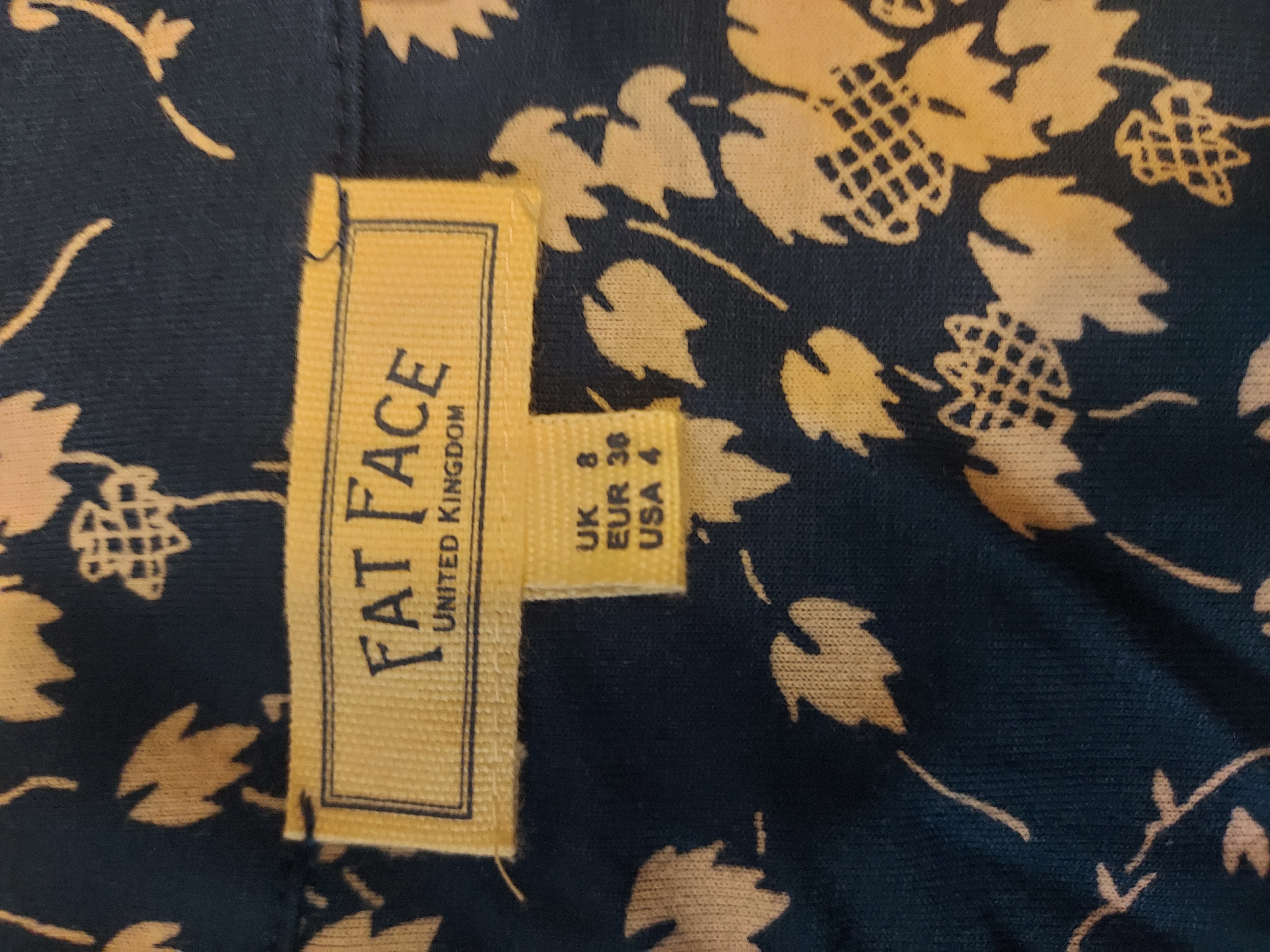 Fat Face royal blue 3/4 sleeves blouse size 8